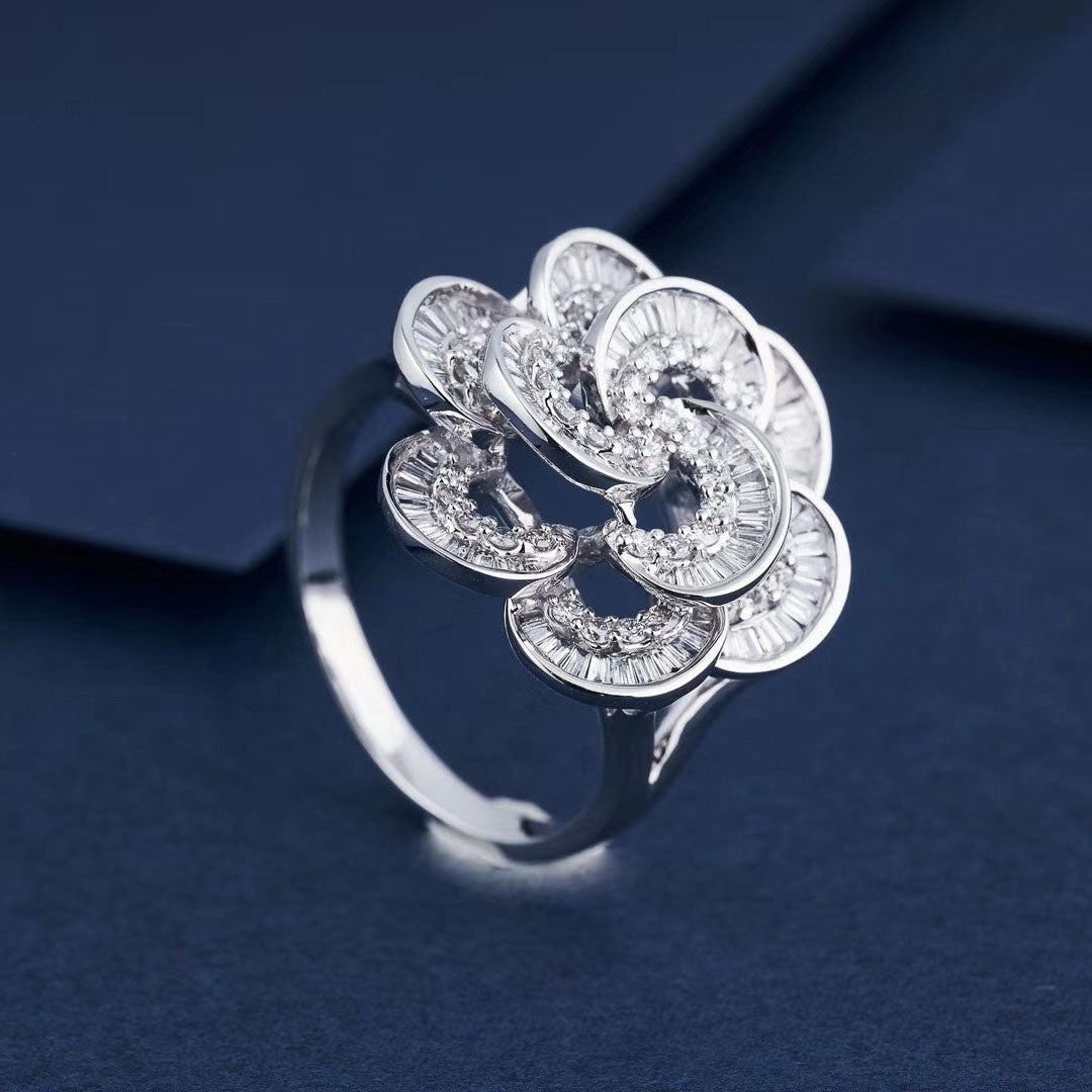 Double layered flower Diamond Ring