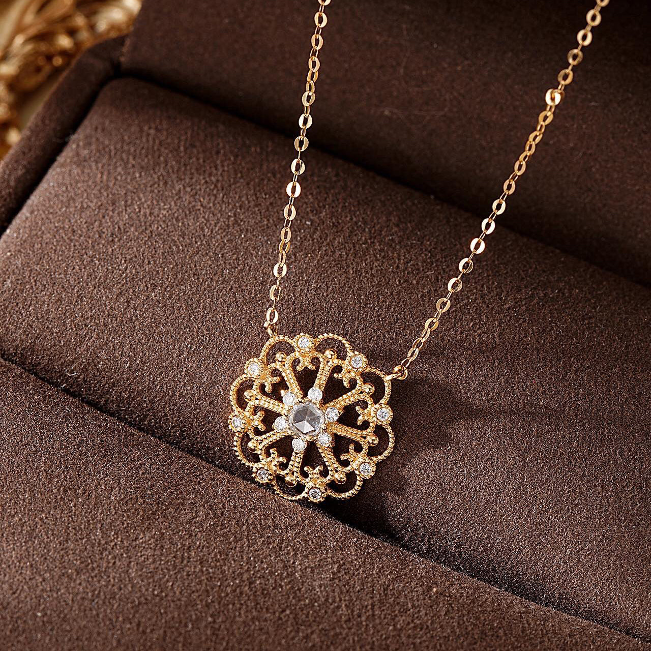 Vintage Rose Cut Diamond Necklace