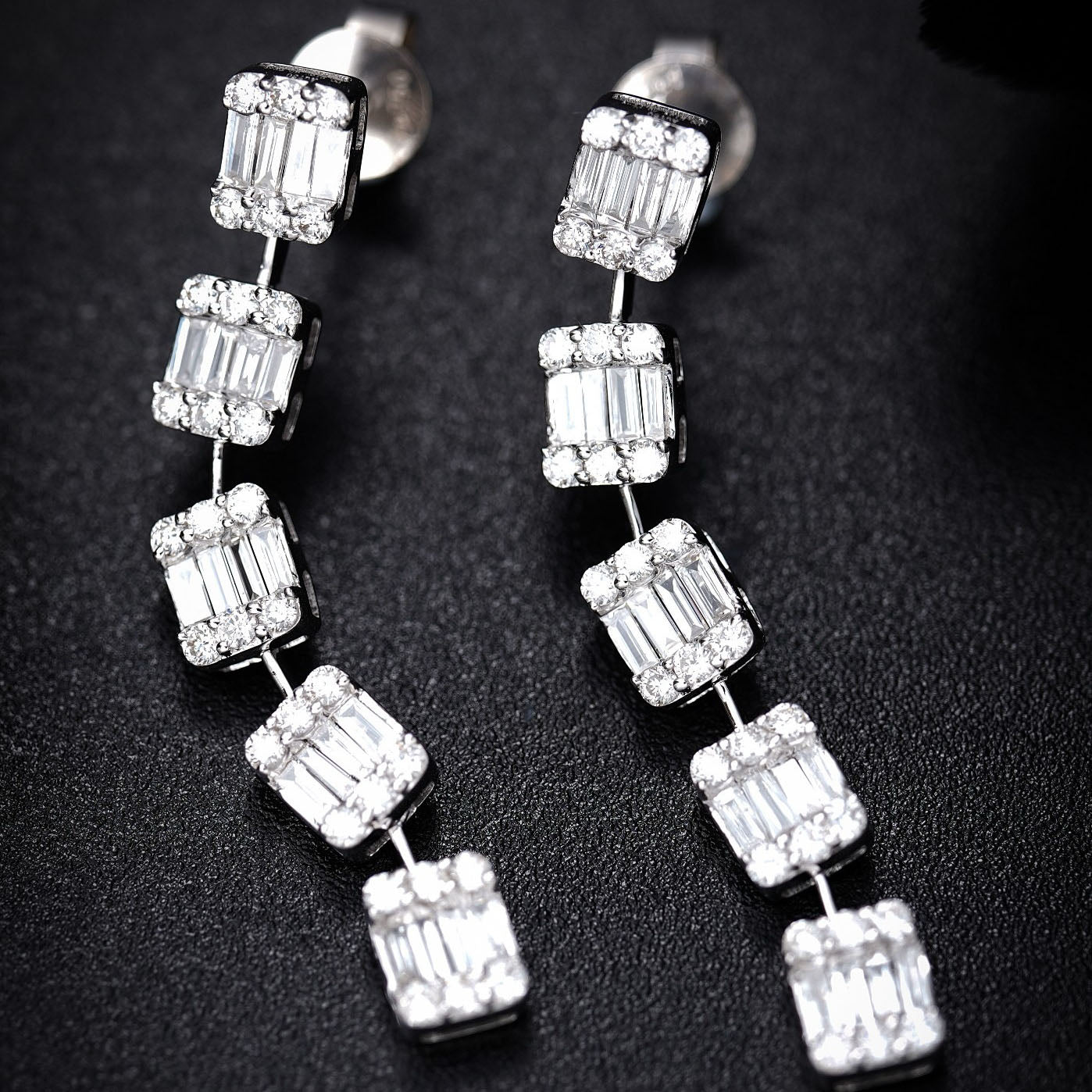 Tassels Baguette Diamond Earrings