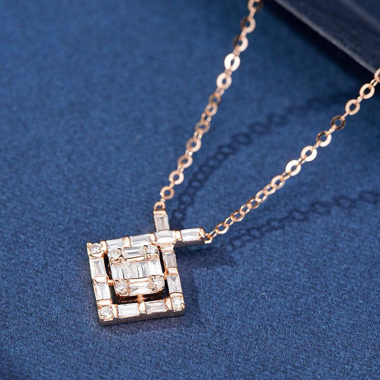 Cross Baguette Diamond Necklace