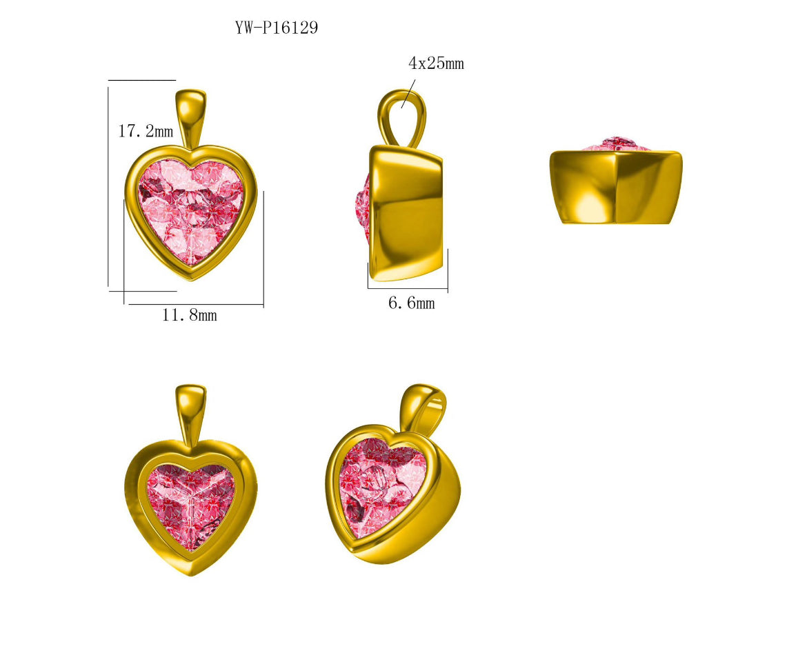 14K Heart Shape Red Garnet Bezel Pendant