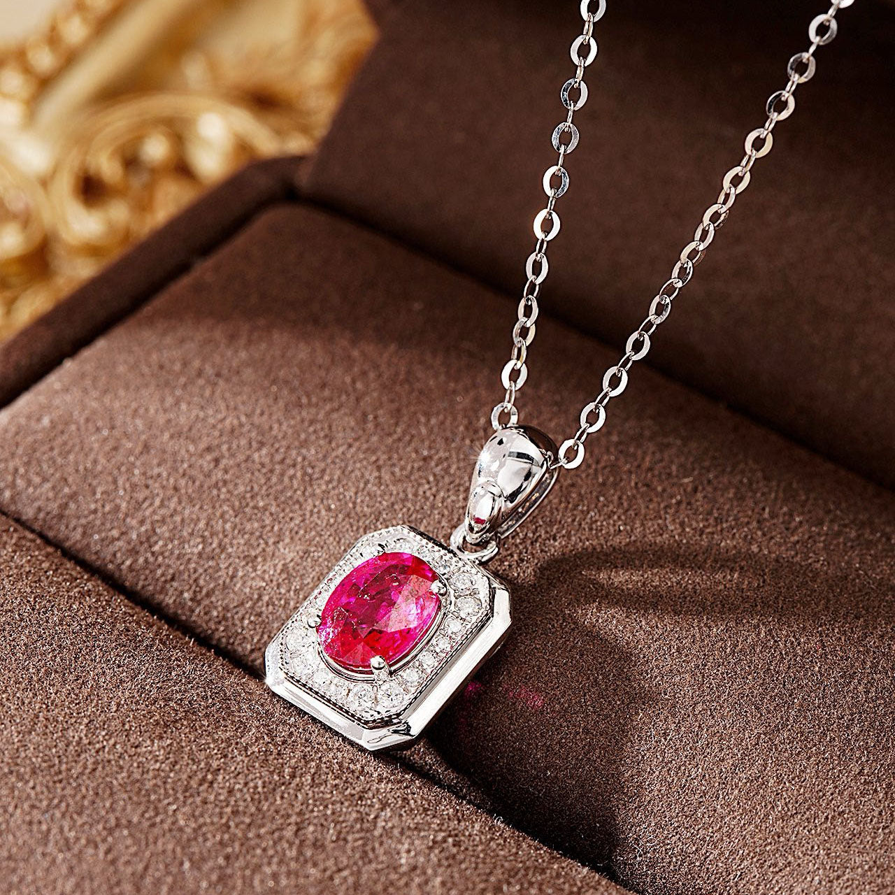 Pigeon Blood Ruby Diamond Necklace