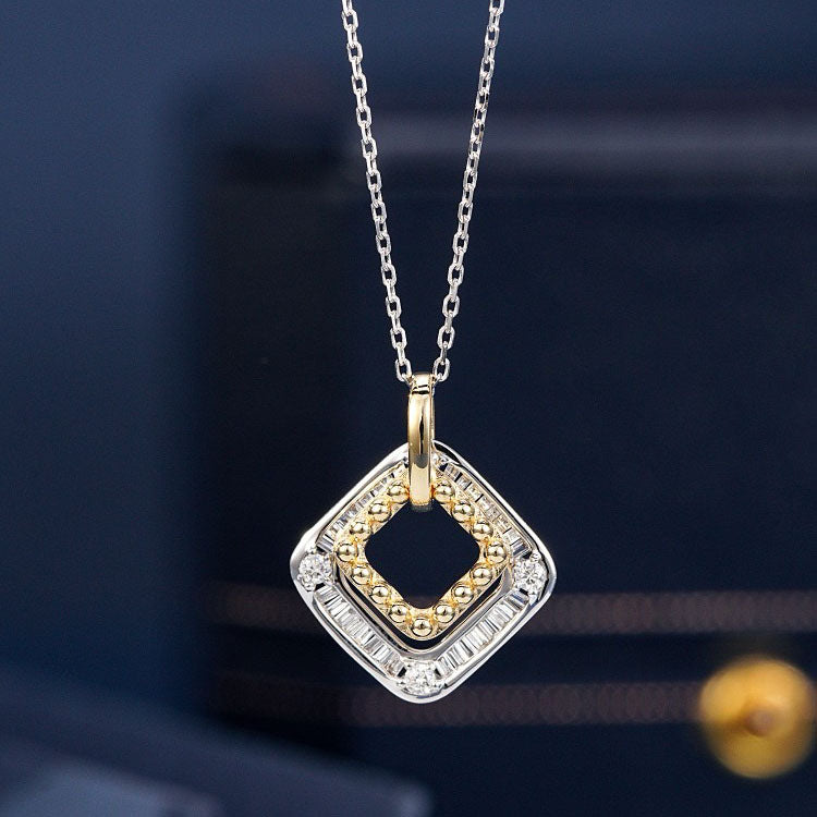 Double Square Diamond Pendant