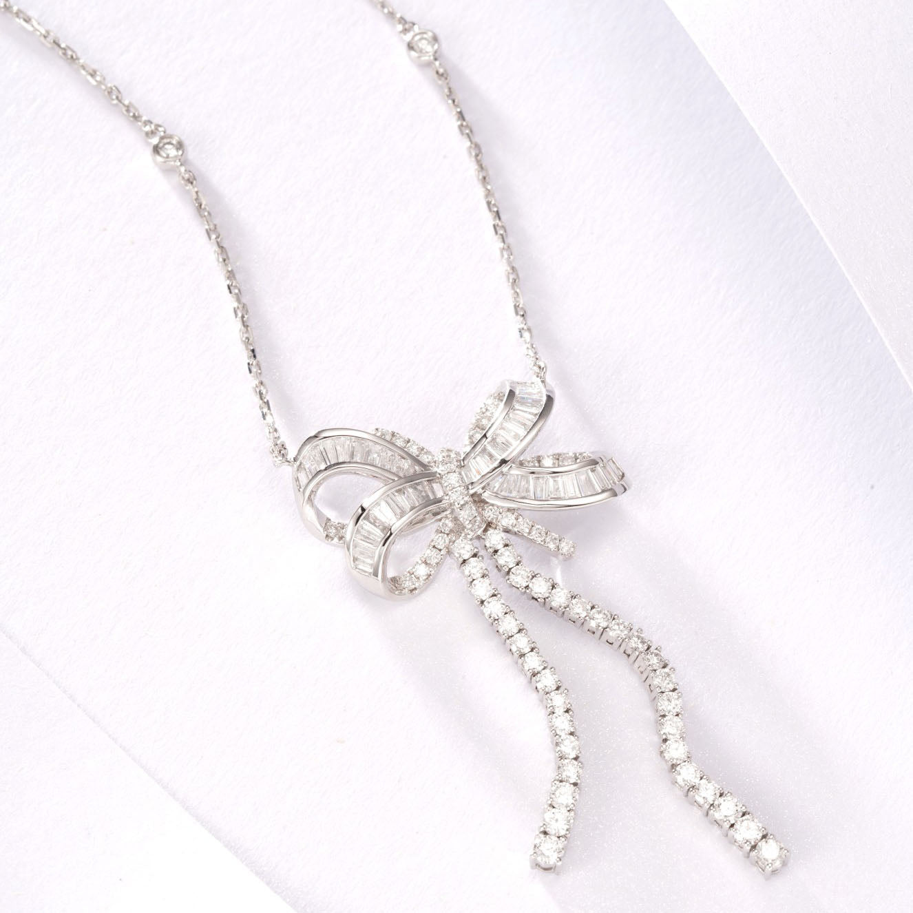 Bow Tie Baguette Diamond Pendant