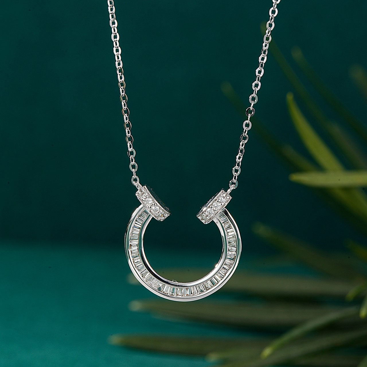 U Shaped Baguette Diamond Necklace