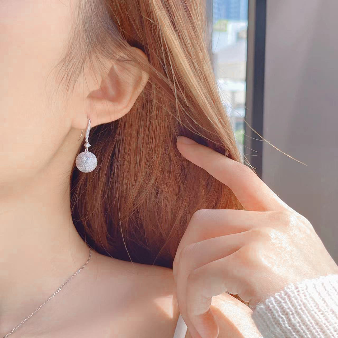 Full Diamond Ball Earrings