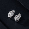 Tree Leaf Cross Baguette Diamond Earrings