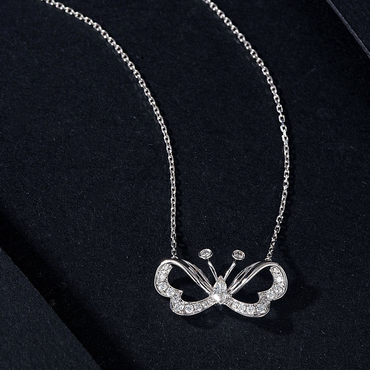 Butterfly Round Diamond Necklace