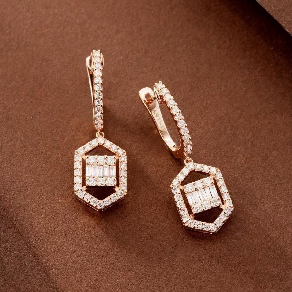 Square Card Diamond Earrings