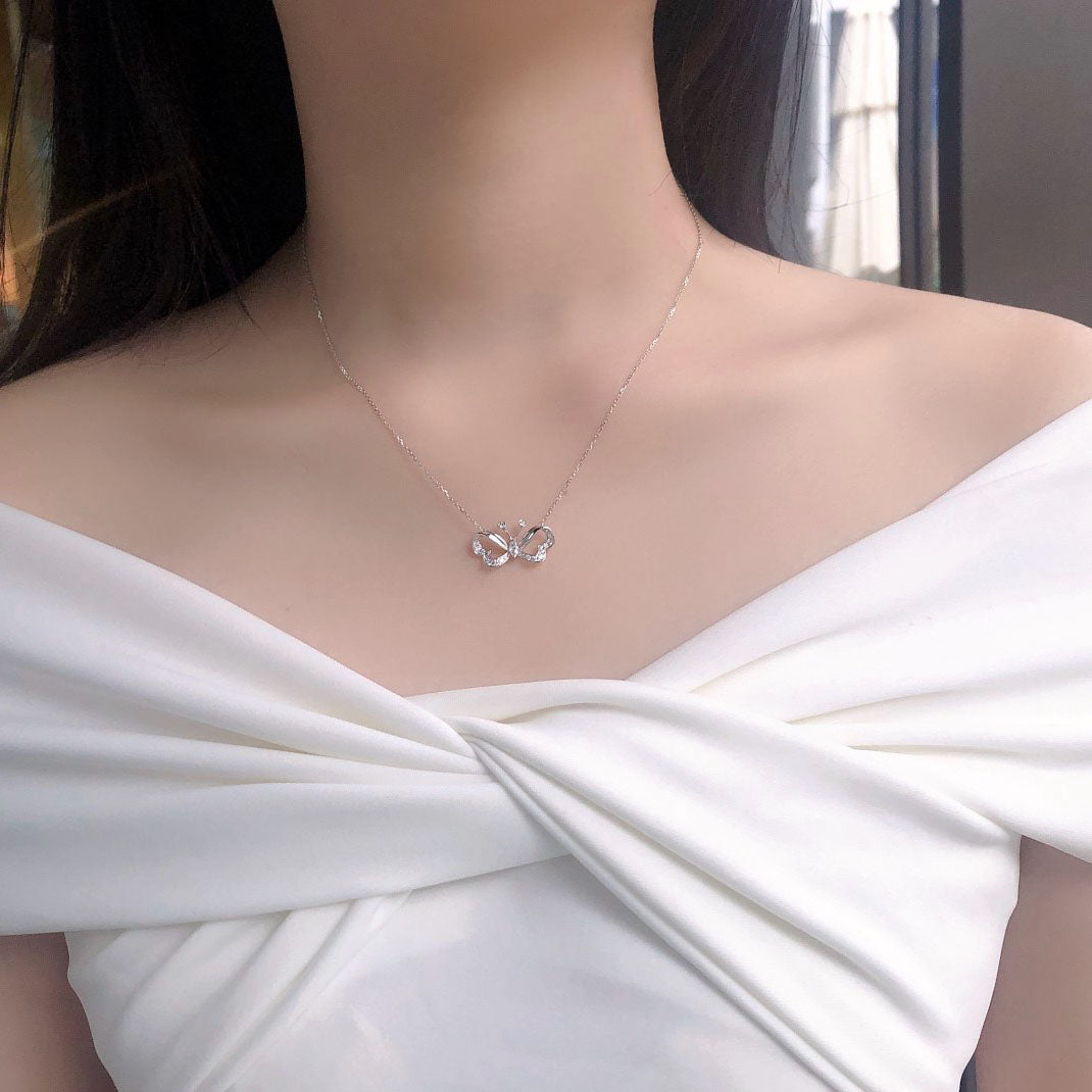 Butterfly Round Diamond Necklace