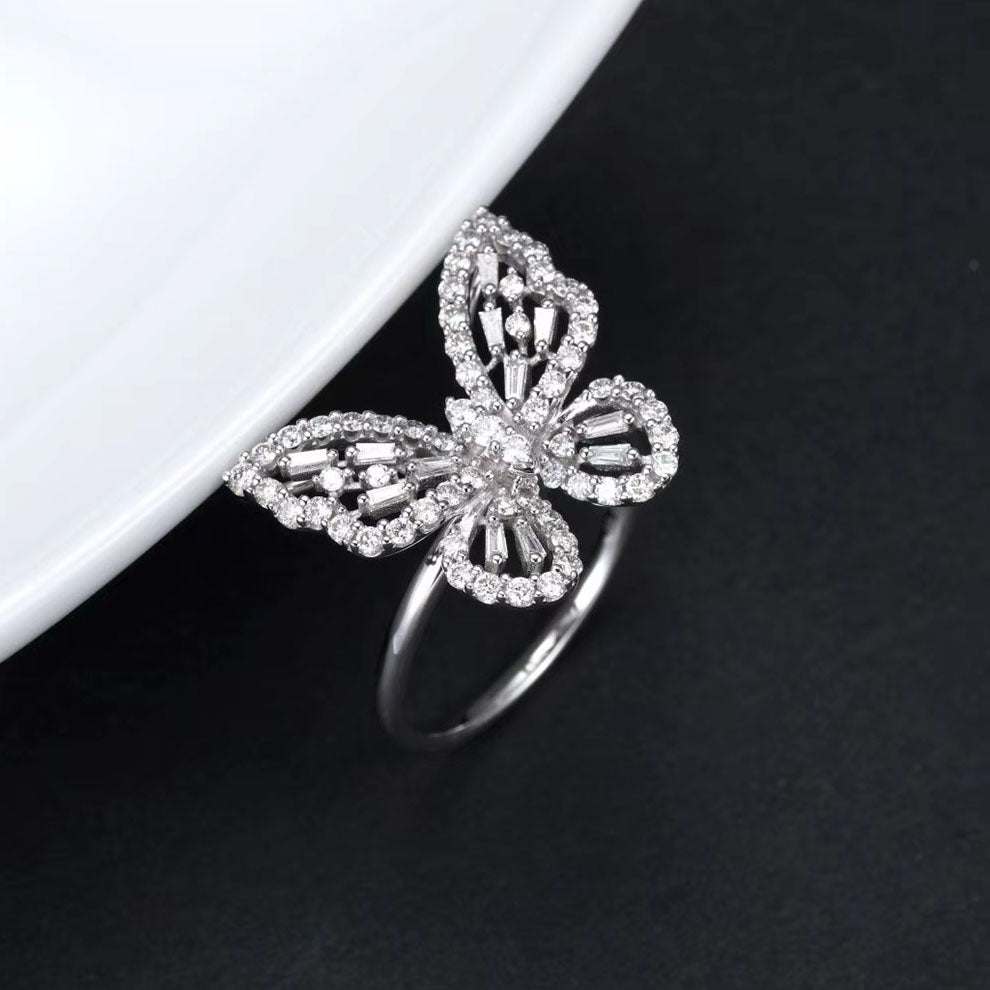 Hollow Butterfly Diamond Ring