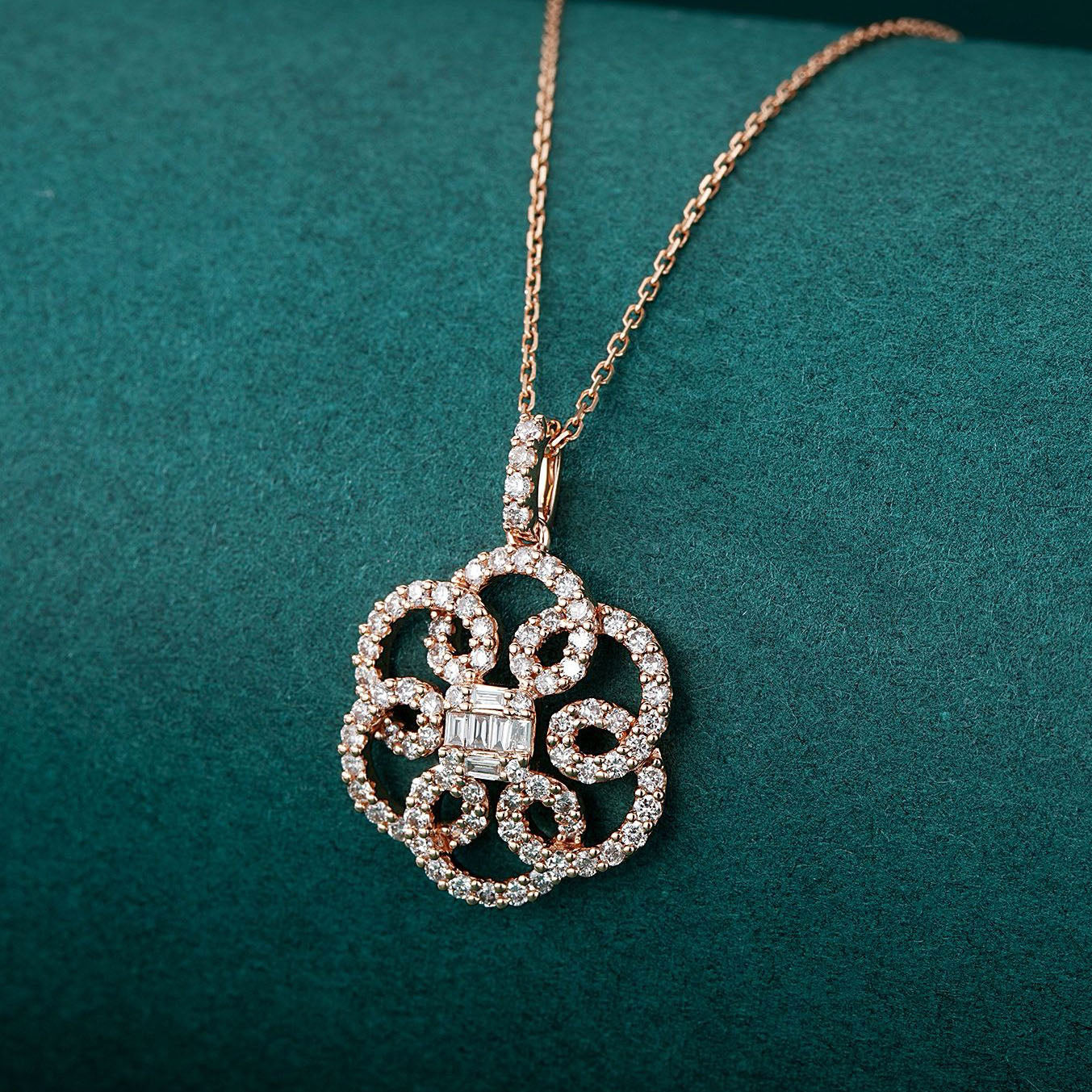 Round Flowers Diamond Pendant