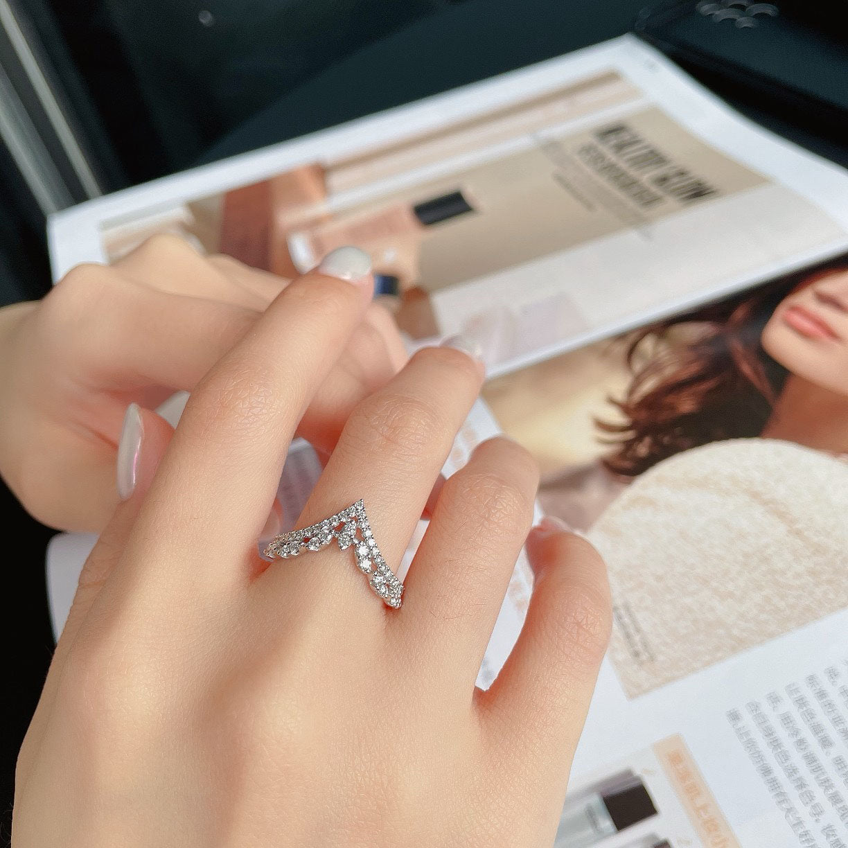 Double V Shaped Diamond Ring