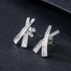 Cross Baguette Diamond Earrings