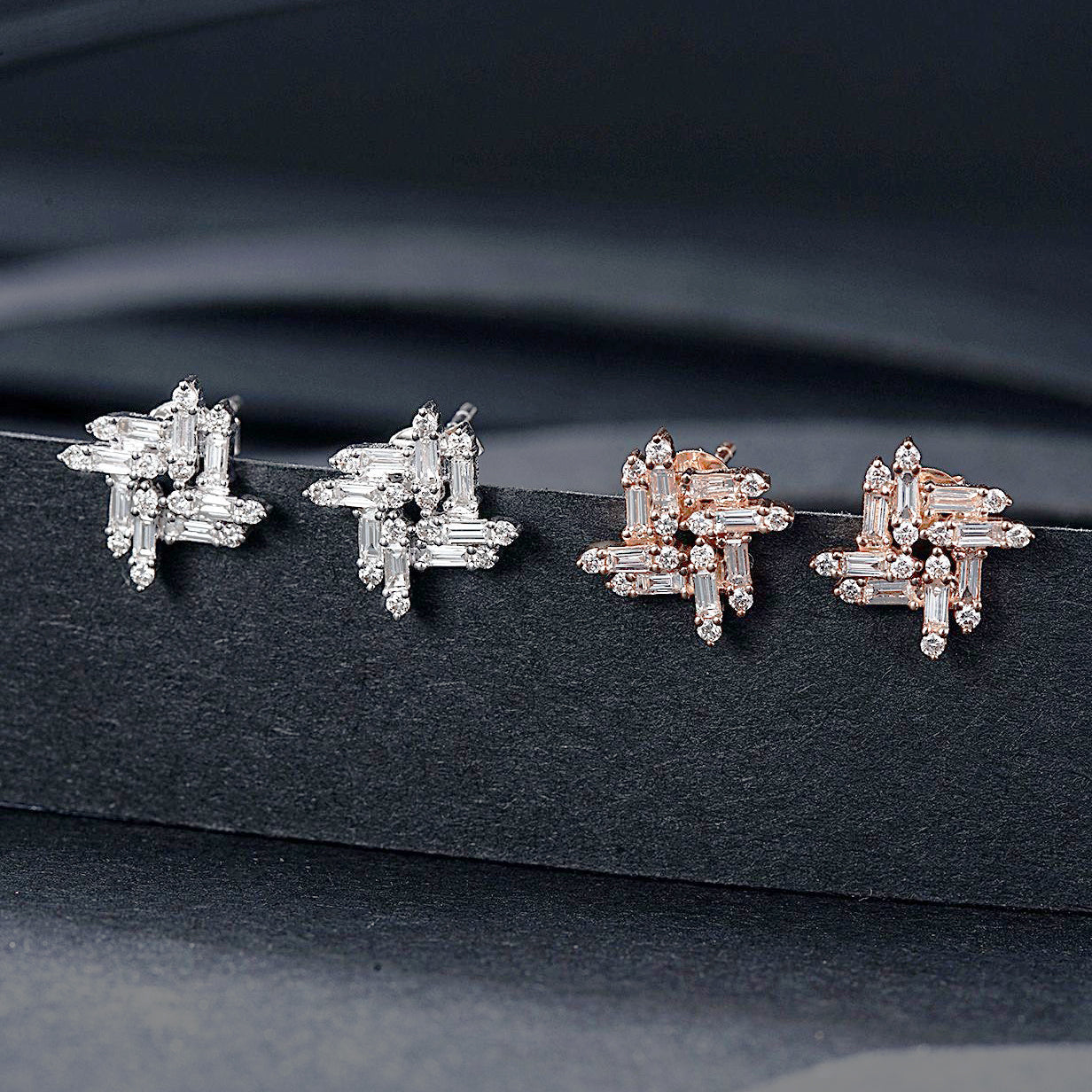 Windmill Baguette Diamond Earrings