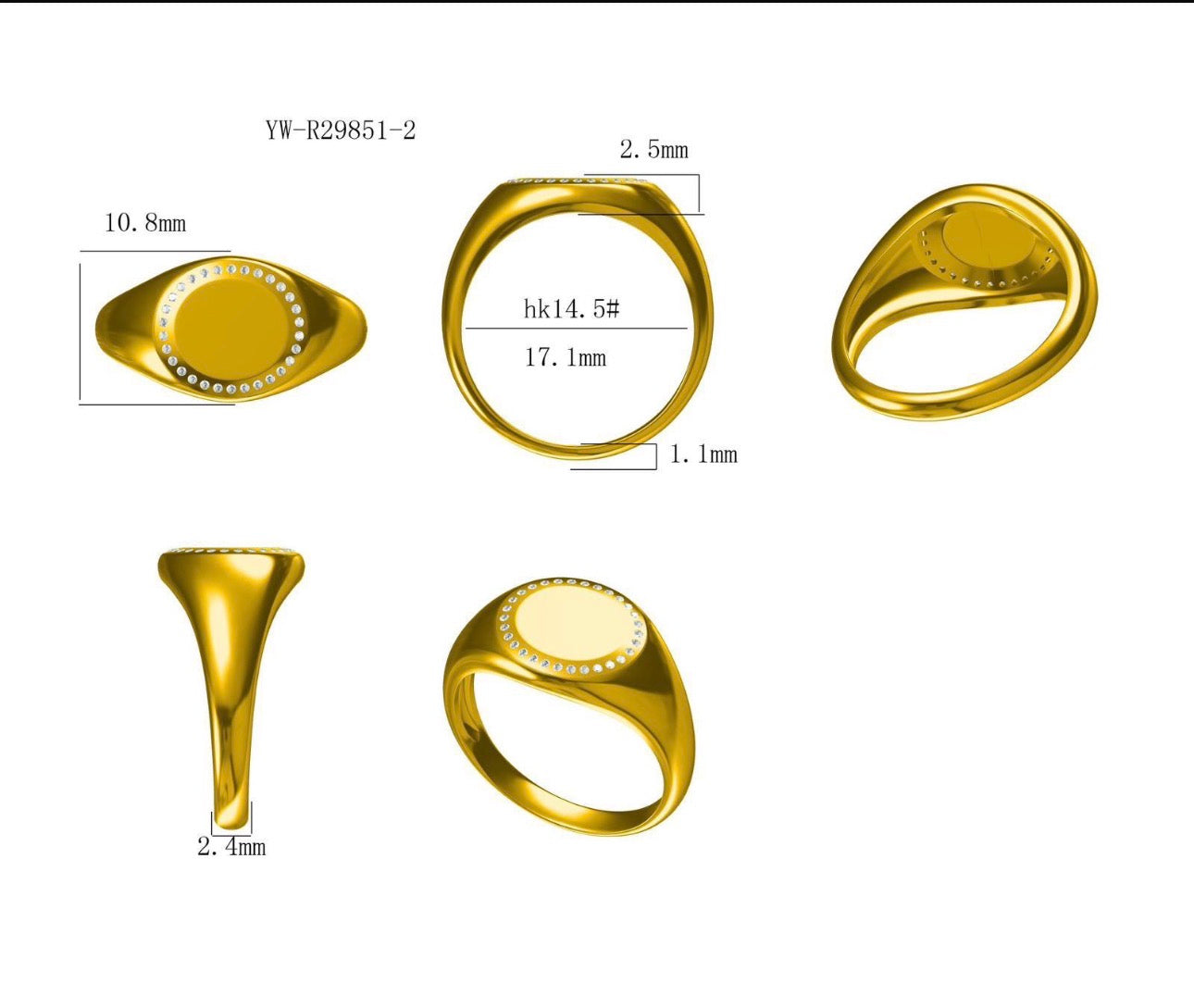 Silver with Lab Grown Diamond Signet Ring
