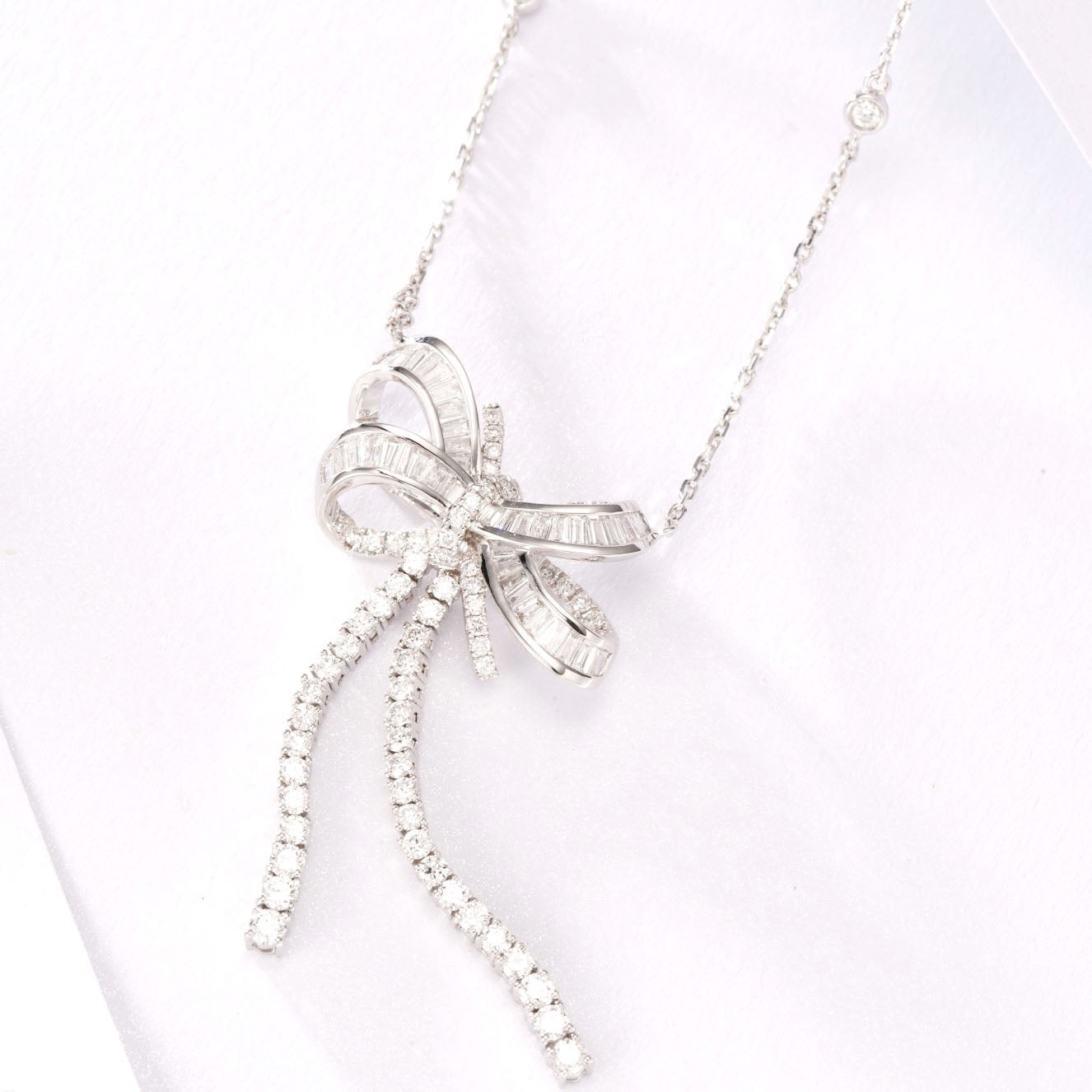 Bow Tie Baguette Diamond Pendant