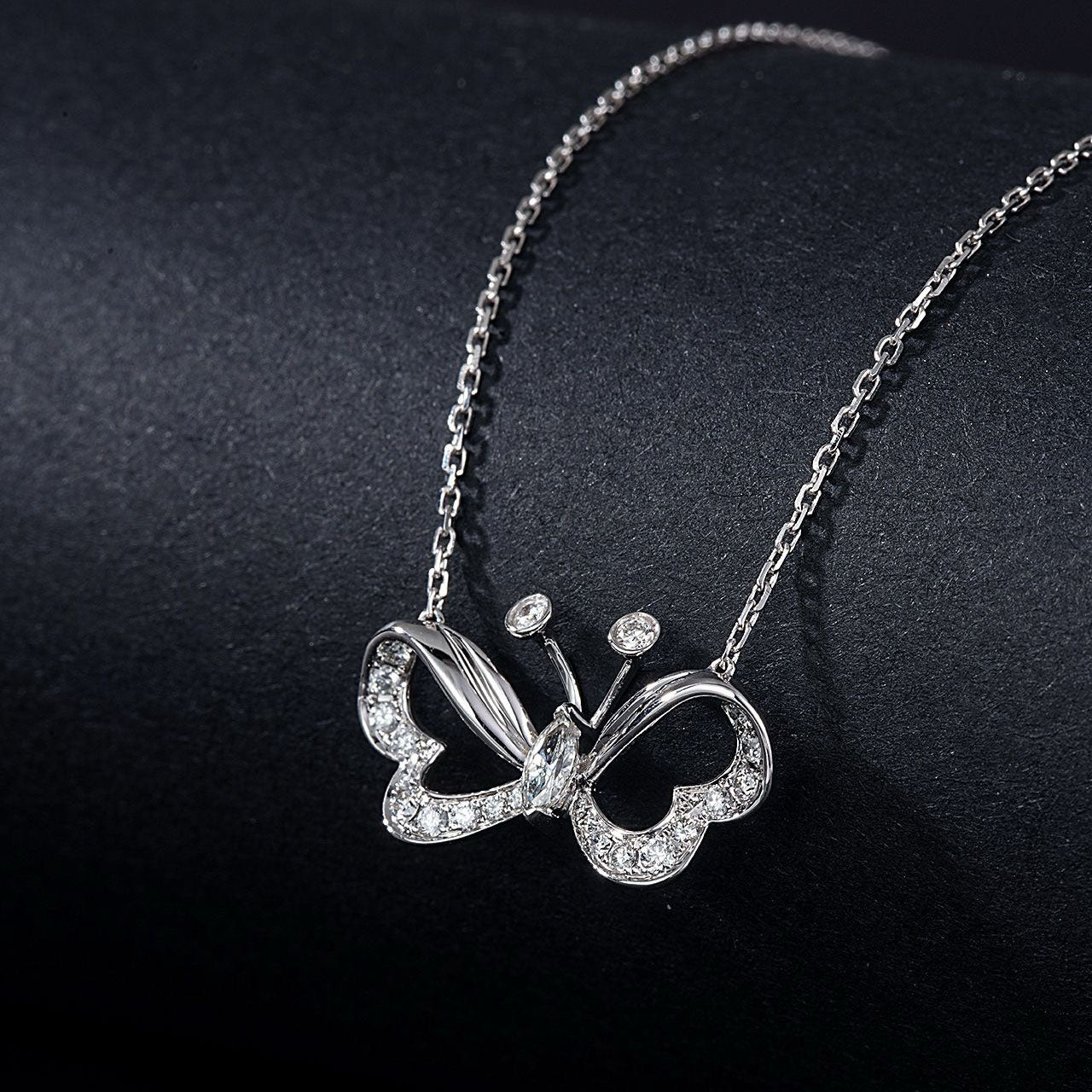 Butterfly Round Diamond Necklace