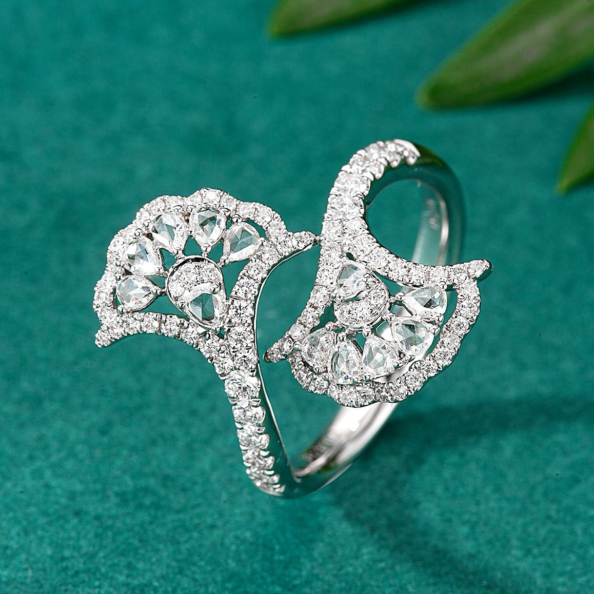 Double Fan Shaped Diamond Ring