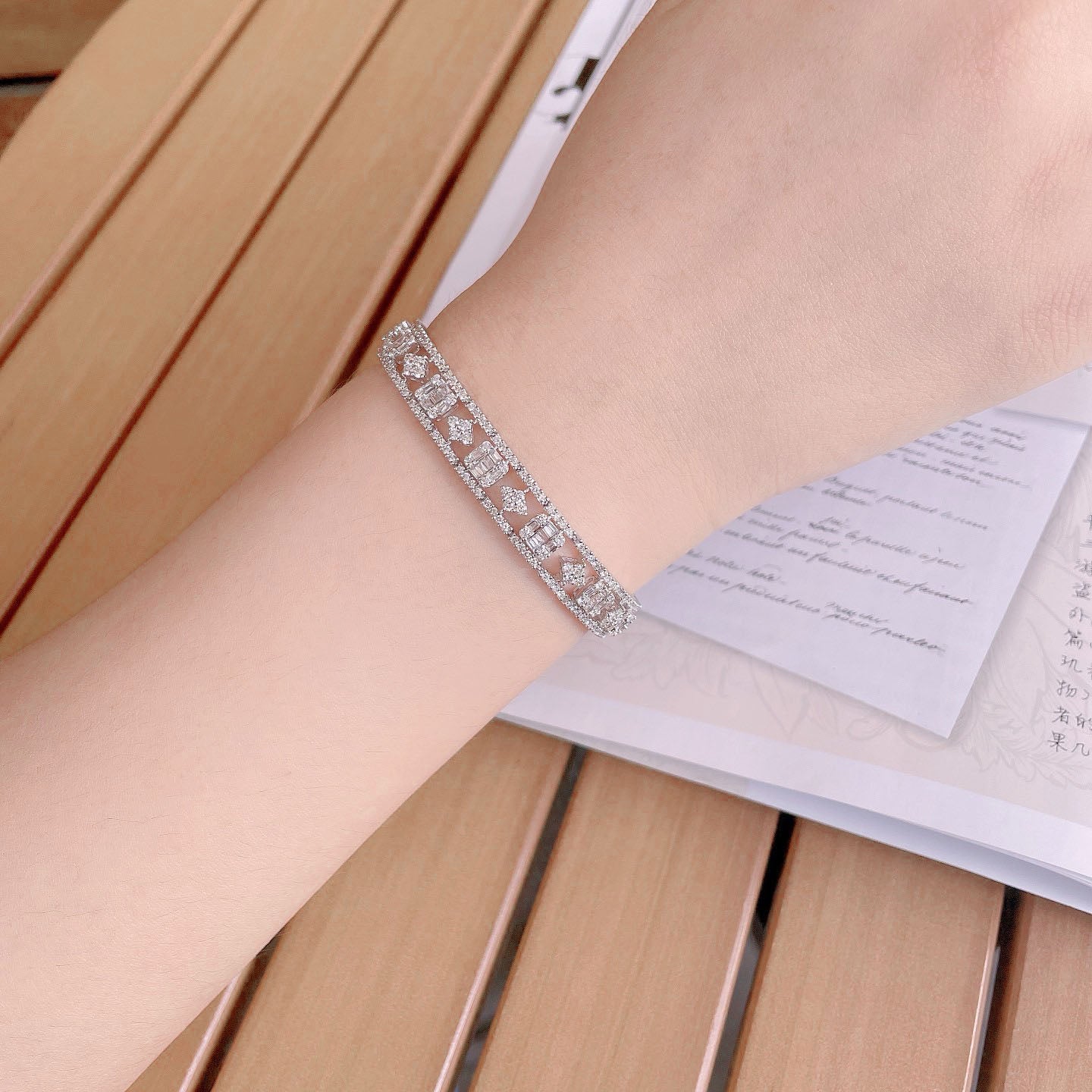 Hollow Out Baguette Diamond Bracelet