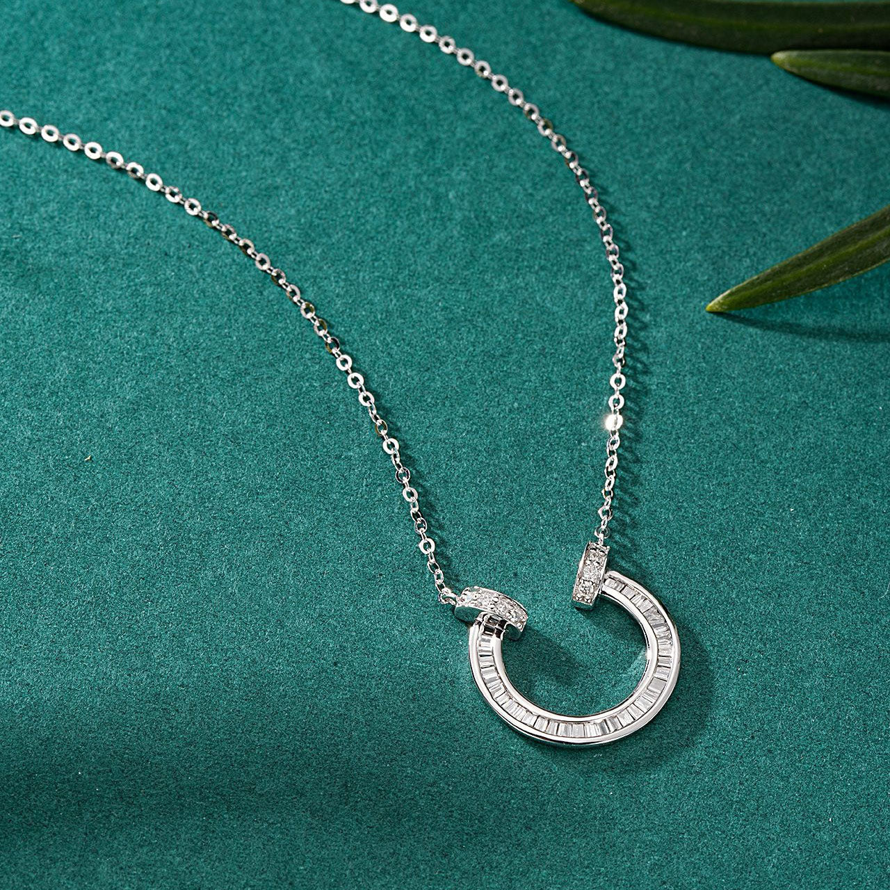 U Shaped Baguette Diamond Necklace