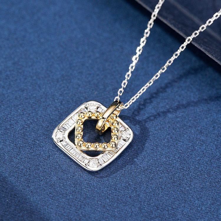 Double Square Diamond Pendant