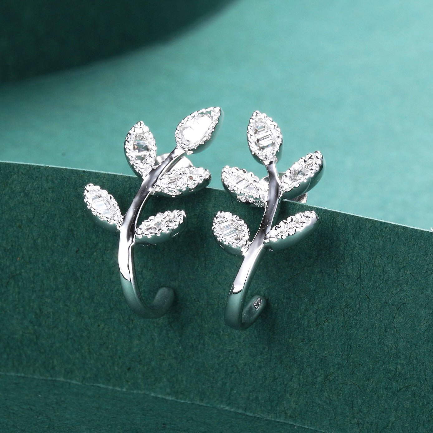 Tree Shoot Baguette Diamond Earrings