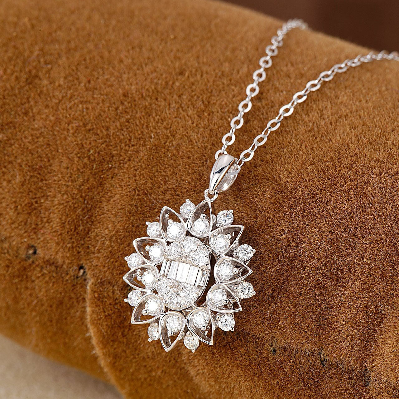 Sun Baguette Diamond Pendant