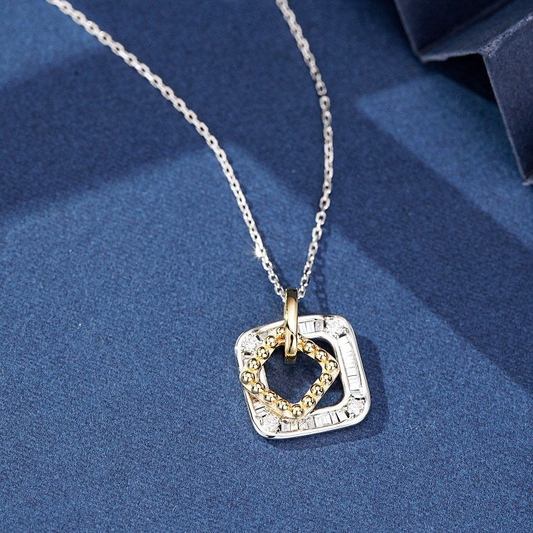 Double Square Diamond Pendant