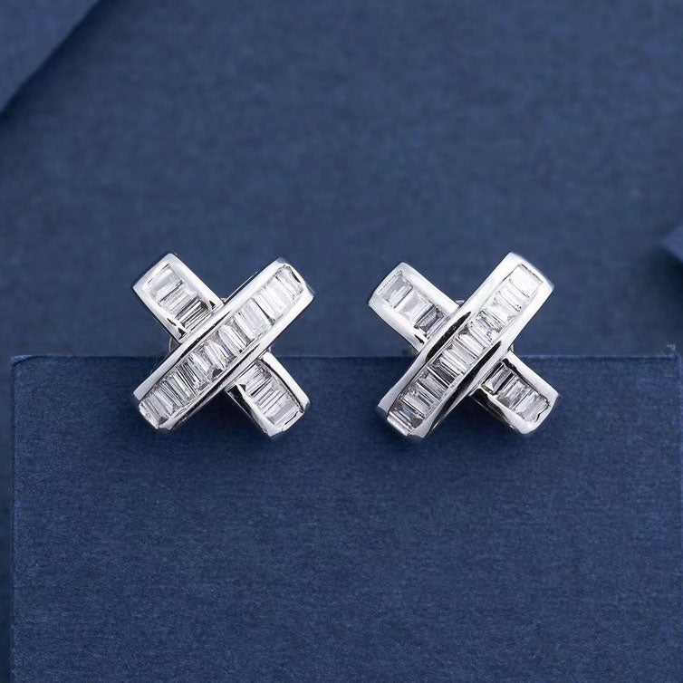 X Shaped Diamond Earrings