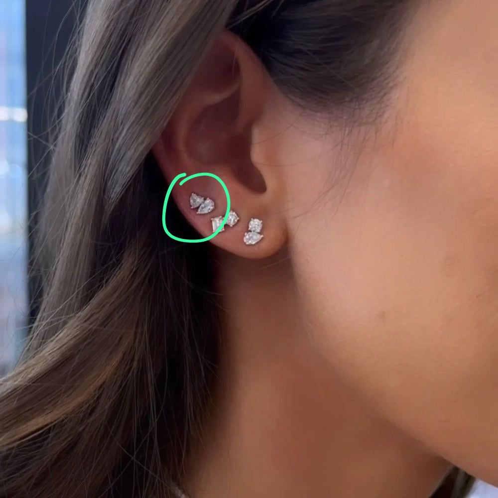 14K Natural Diamond Earring