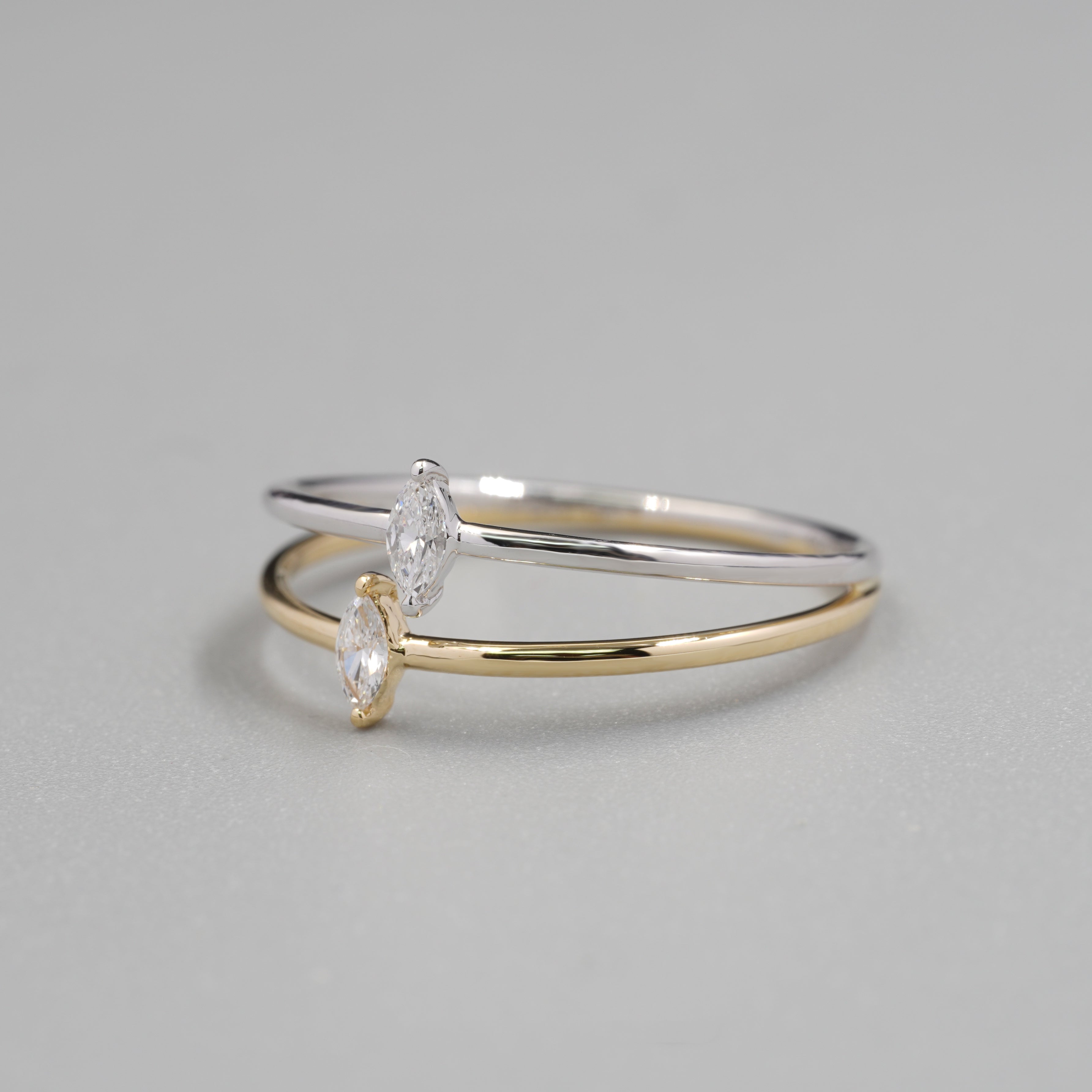 Bi-Color Double Marquise Diamond Ring