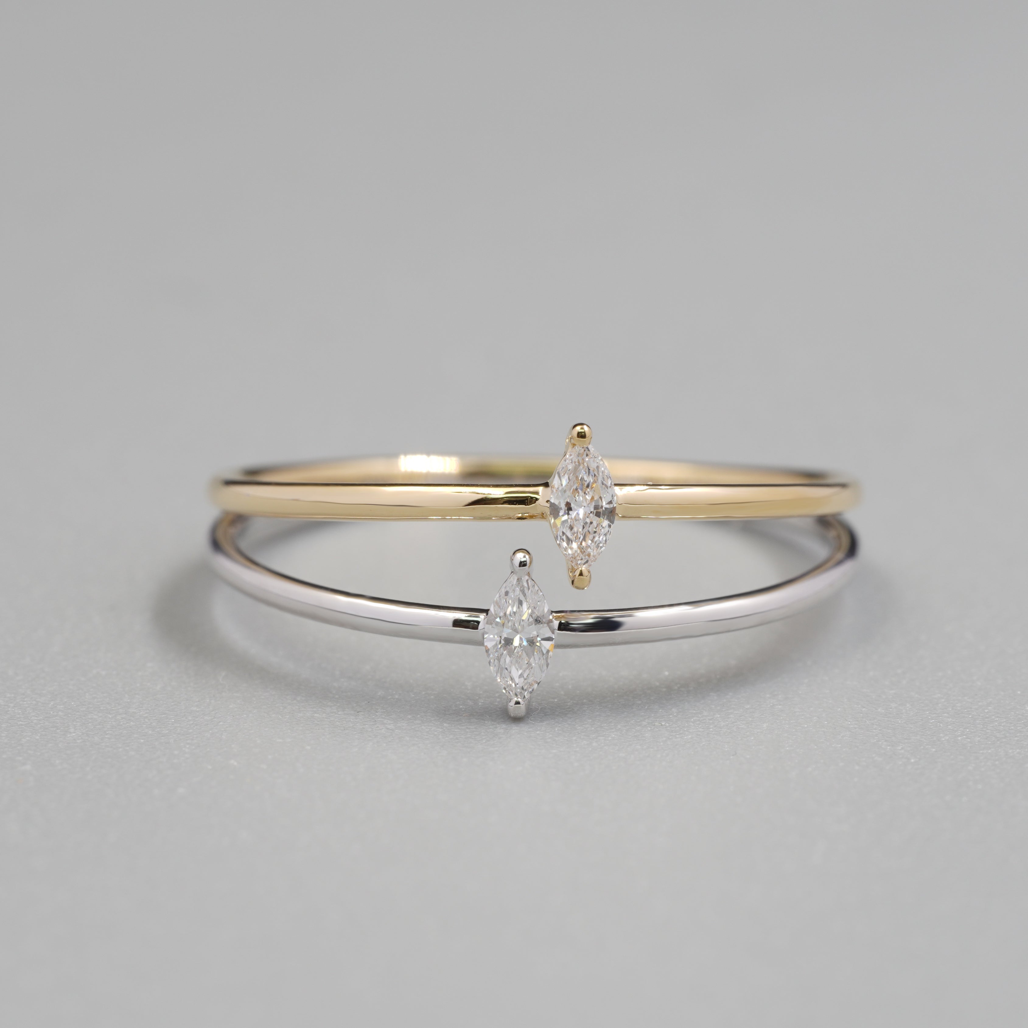 Bi-Color Double Marquise Diamond Ring