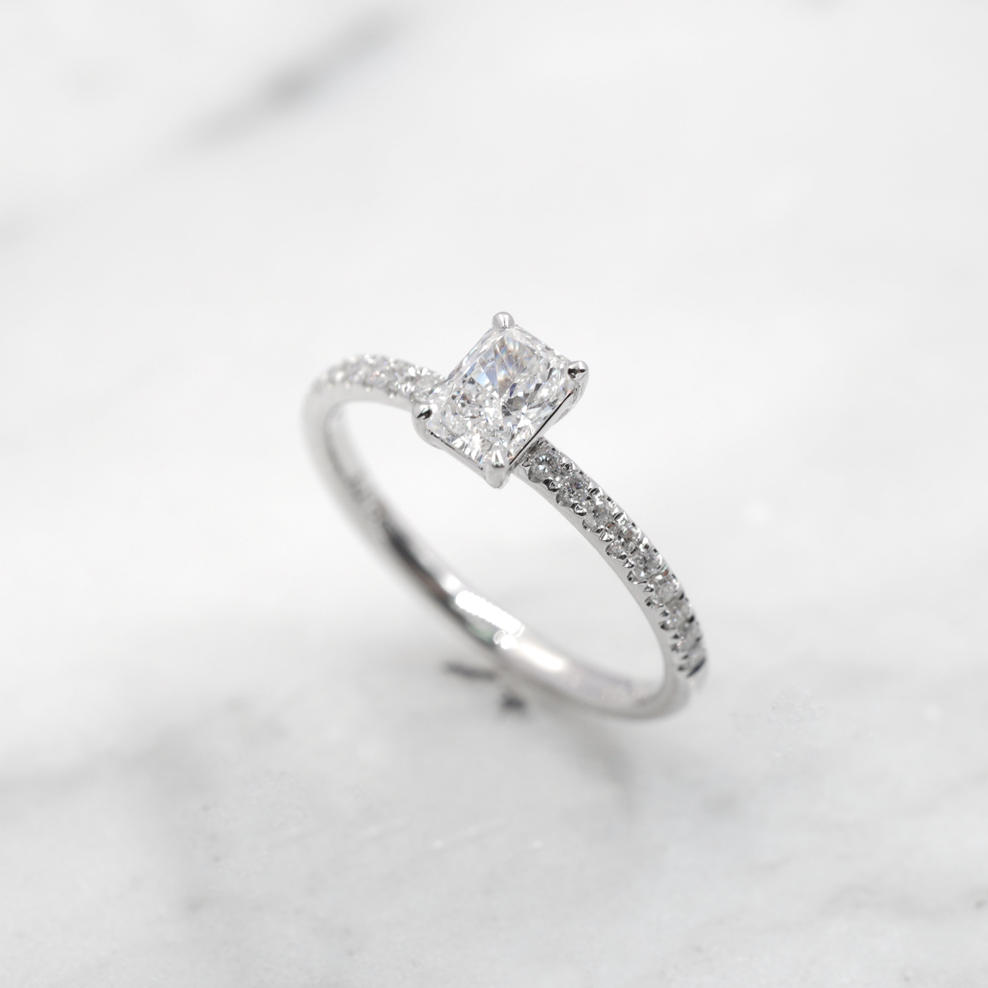 0.4CT Radiant Pave Diamond Ring