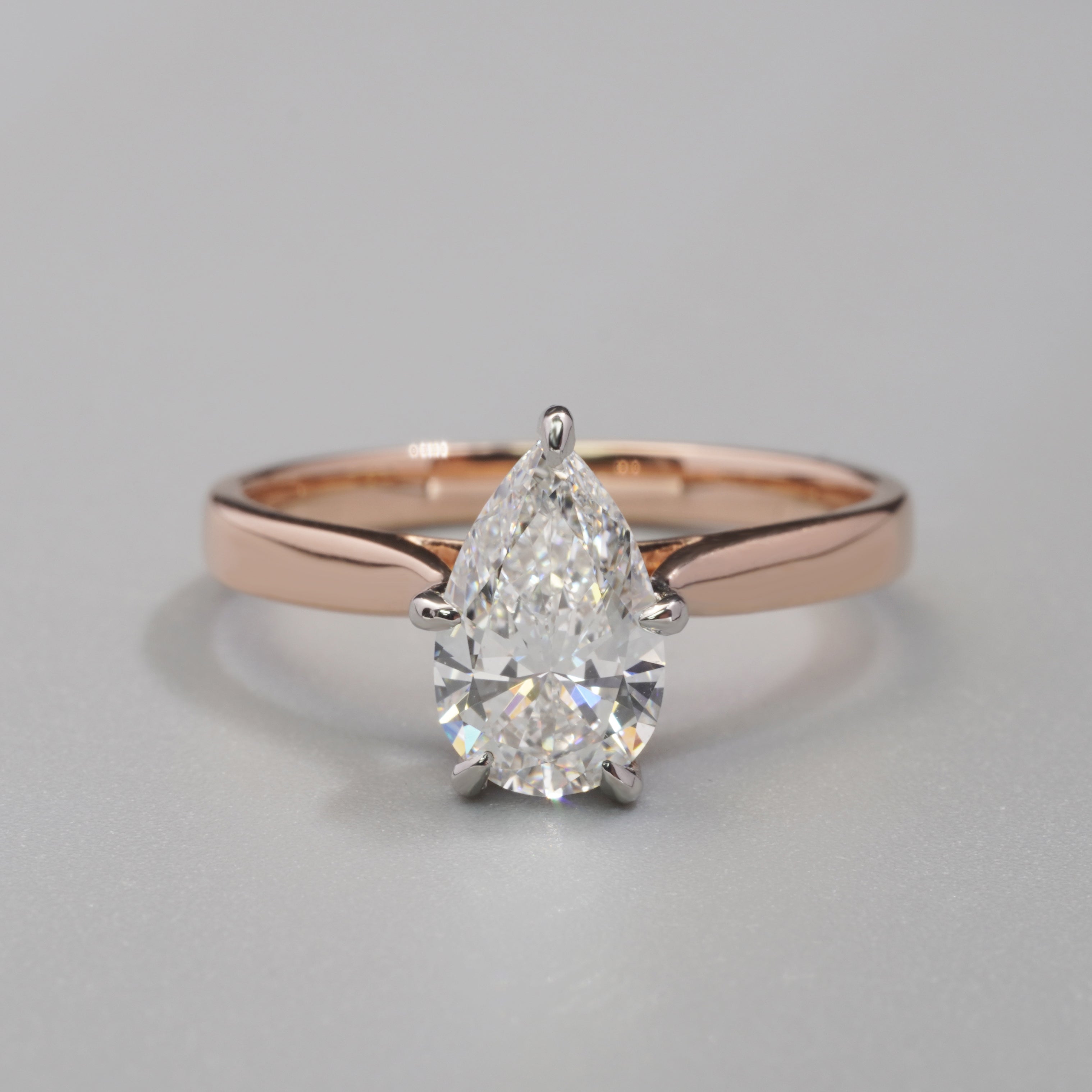 Pear Shape 5 Prongs Bi-Color Diamond Ring Settings