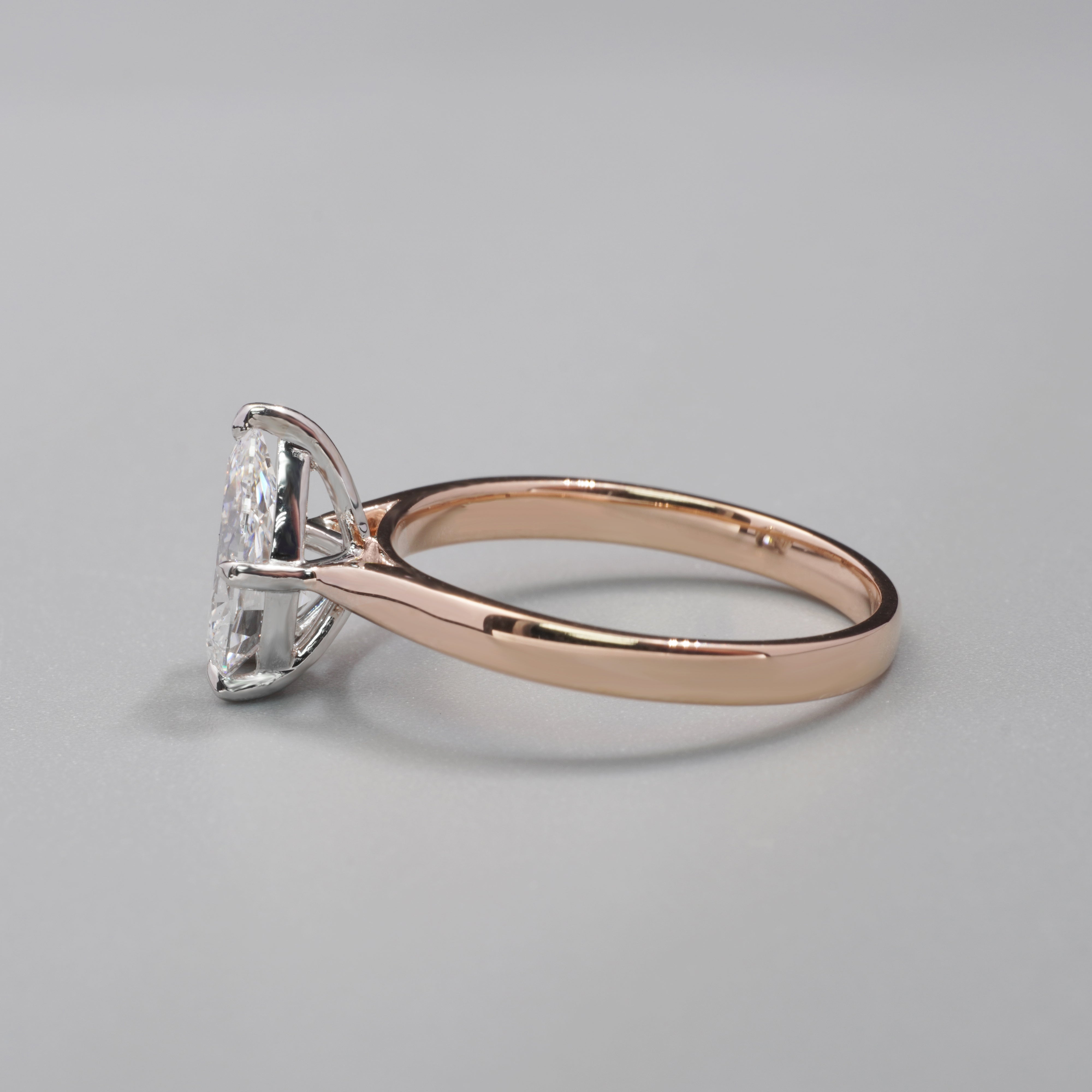 Pear Shape 5 Prongs Bi-Color Diamond Ring Settings