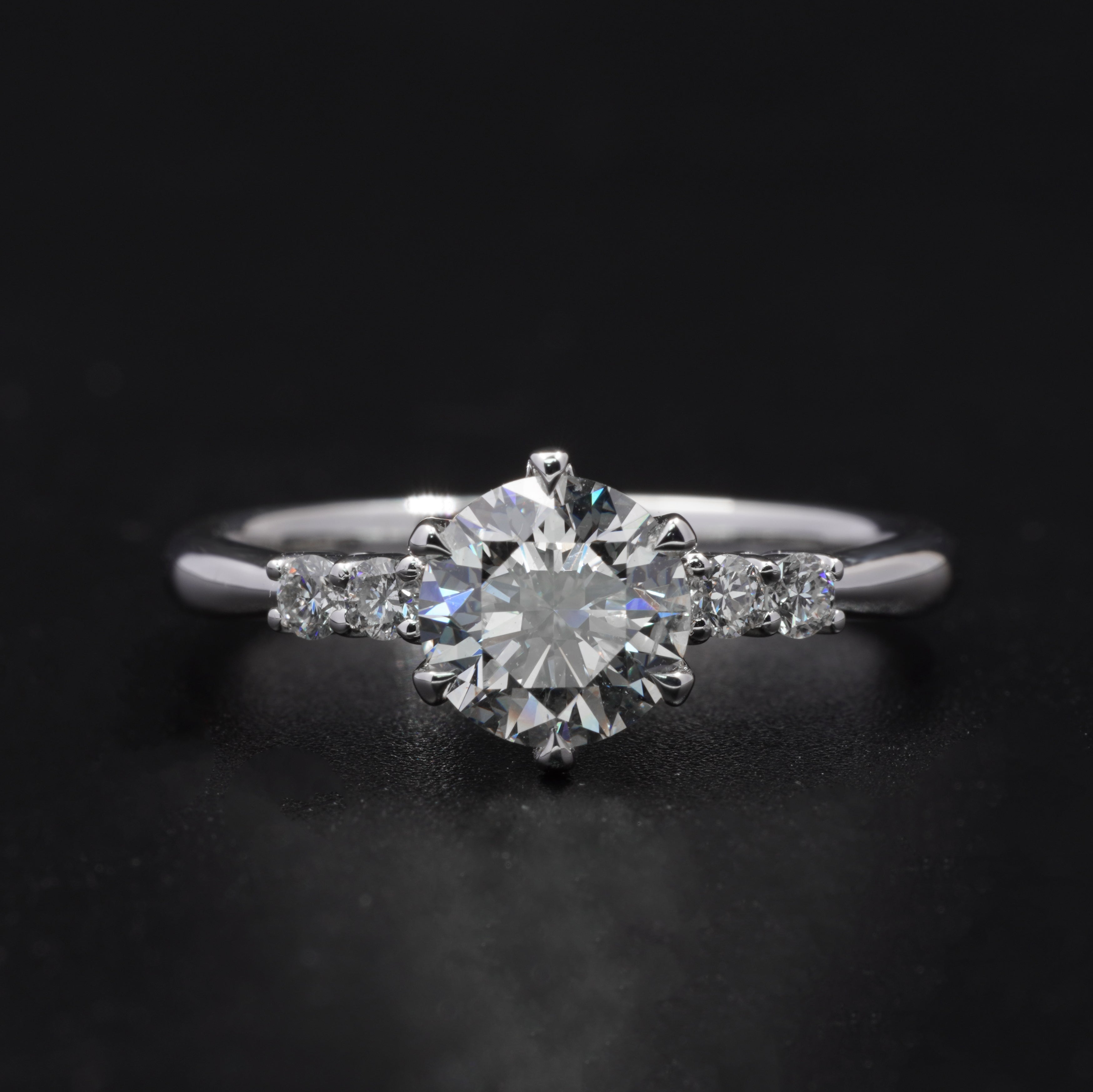 Six Prongs With Side Diamond Ring Setting