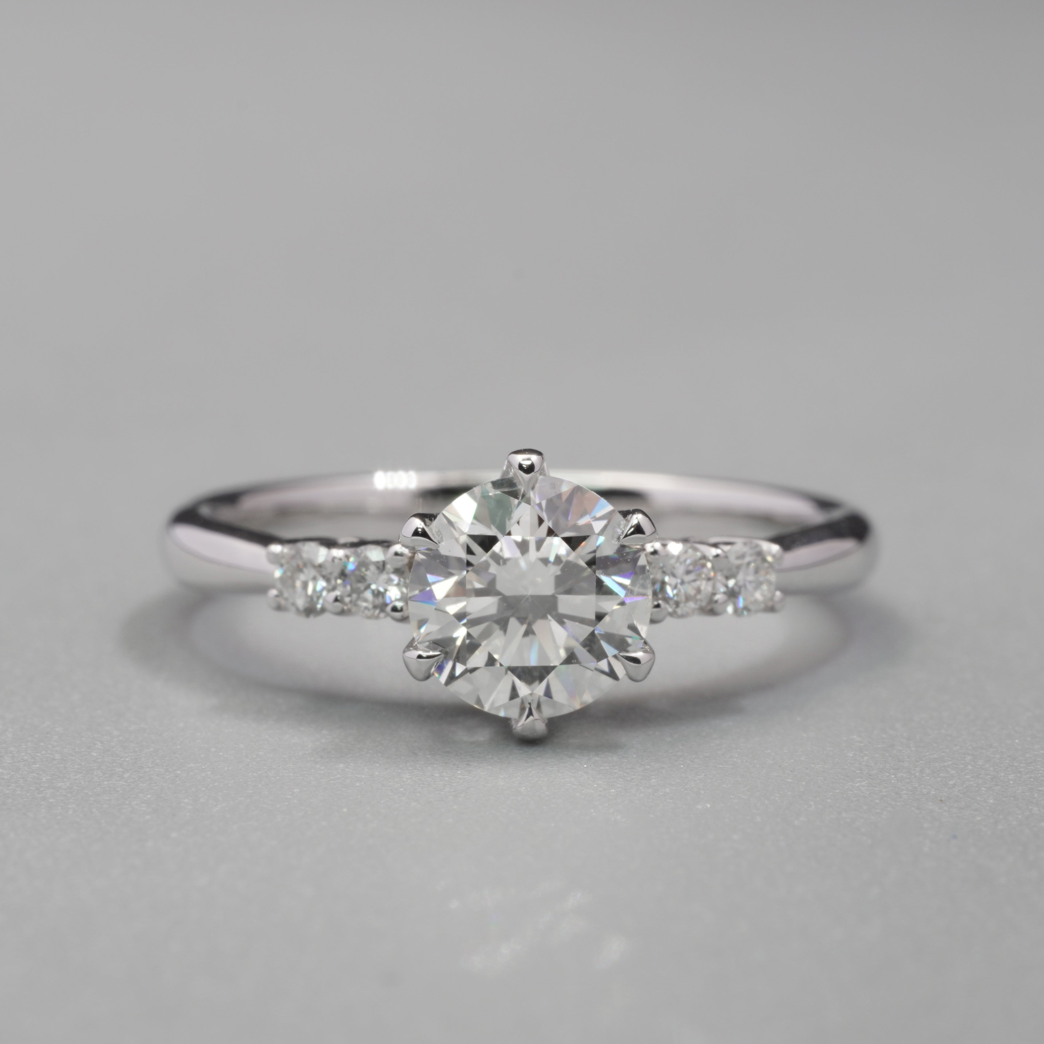 Six Prongs With Side Diamond Ring Setting