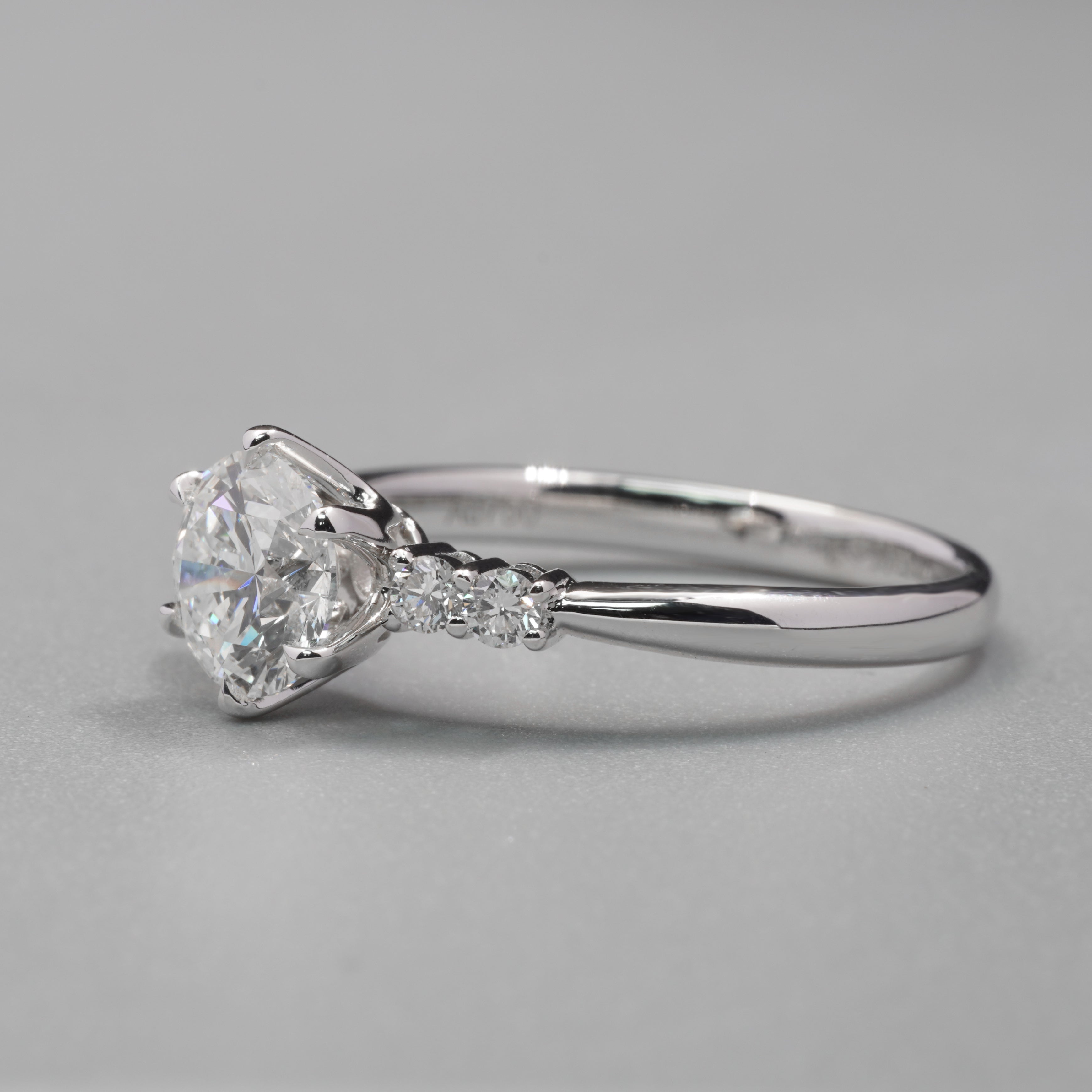 Six Prongs With Side Diamond Ring Setting