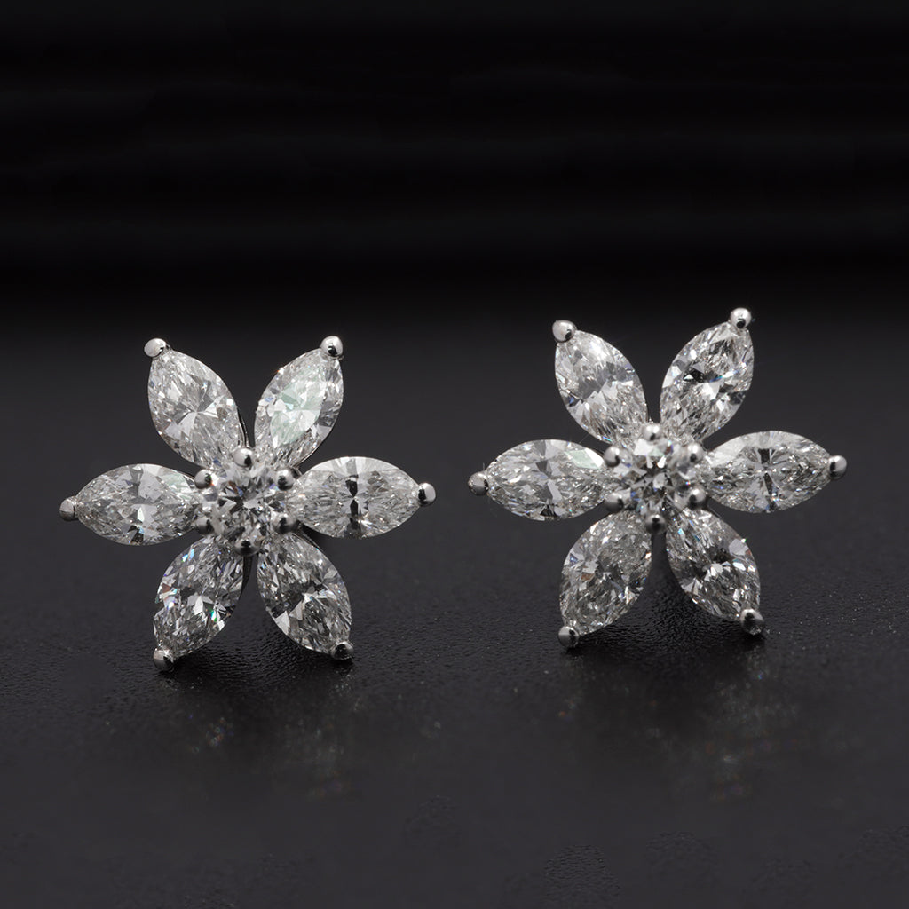 0.8ct Marquise Diamond Floral Earrings