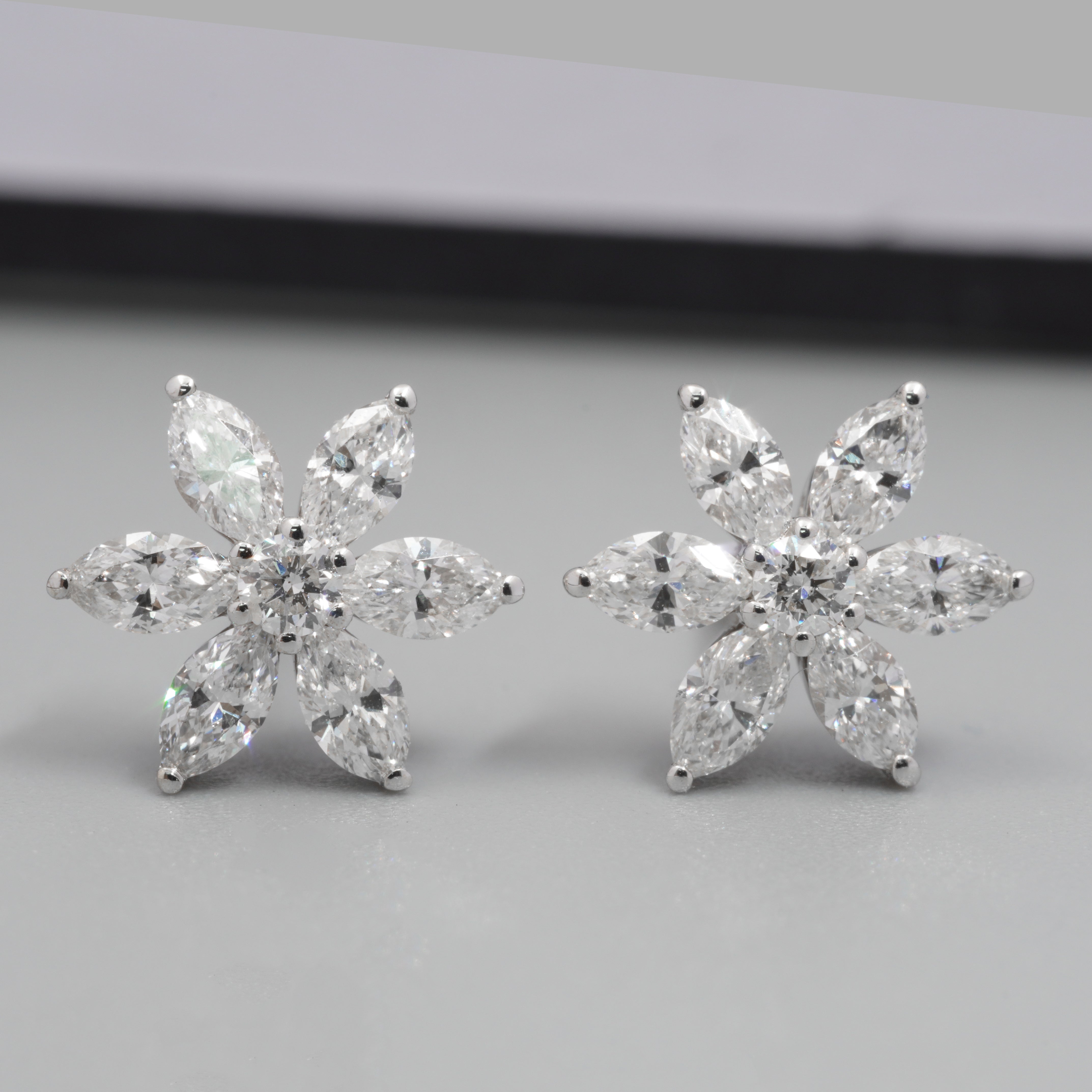 0.8ct Marquise Diamond Floral Earrings