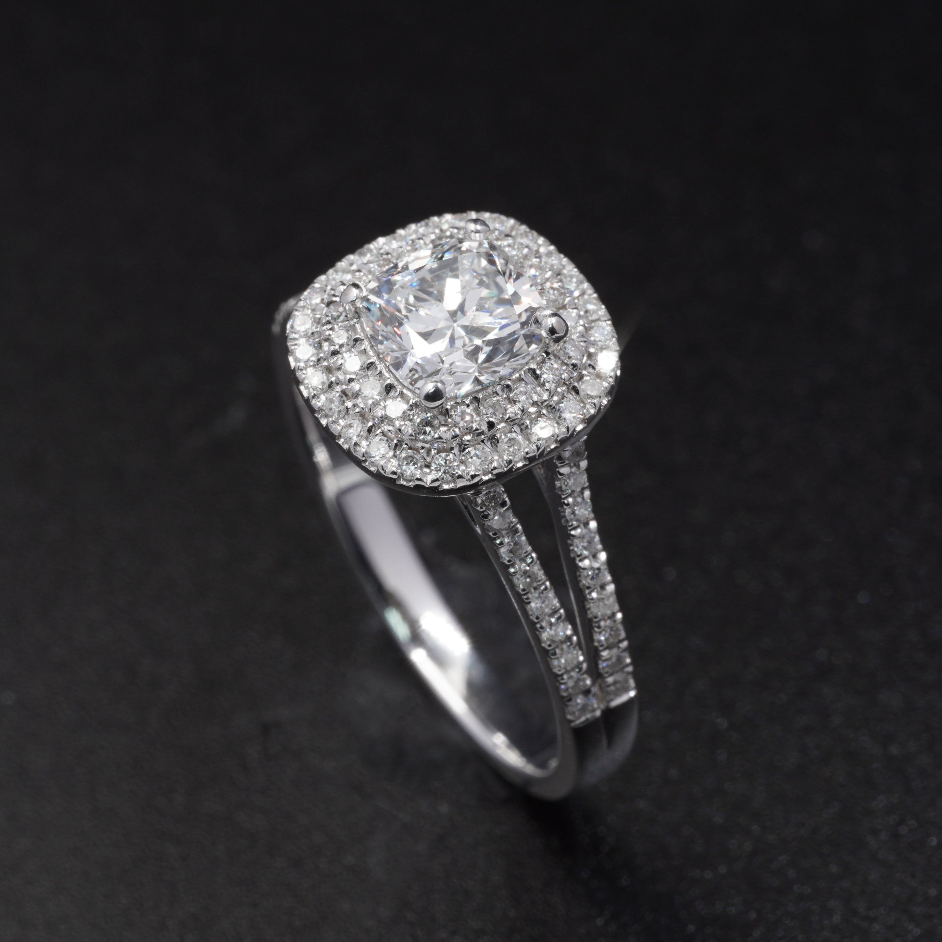 0.7ct Double Halo Diamond Ring