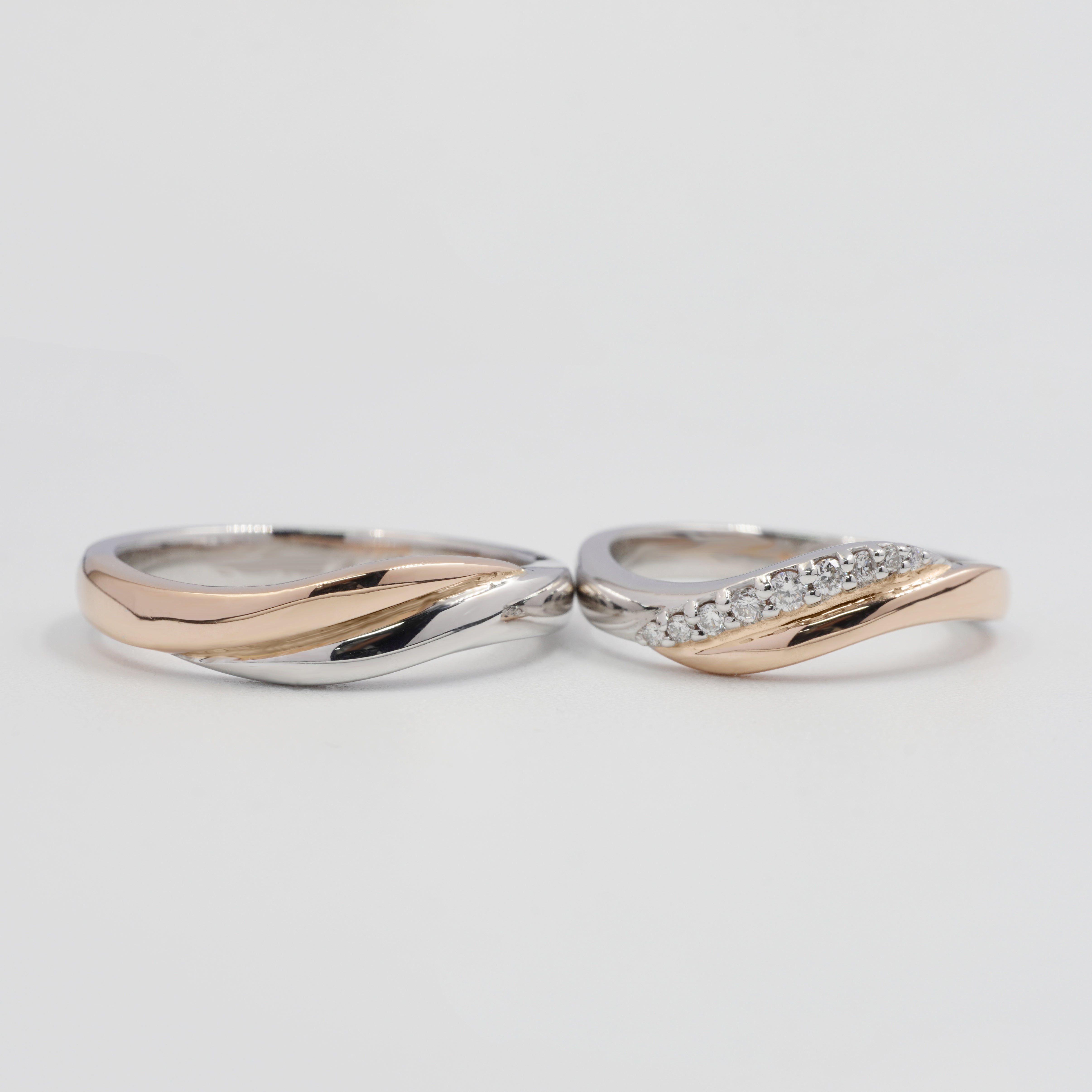 Wave Diamond Wedding Rings