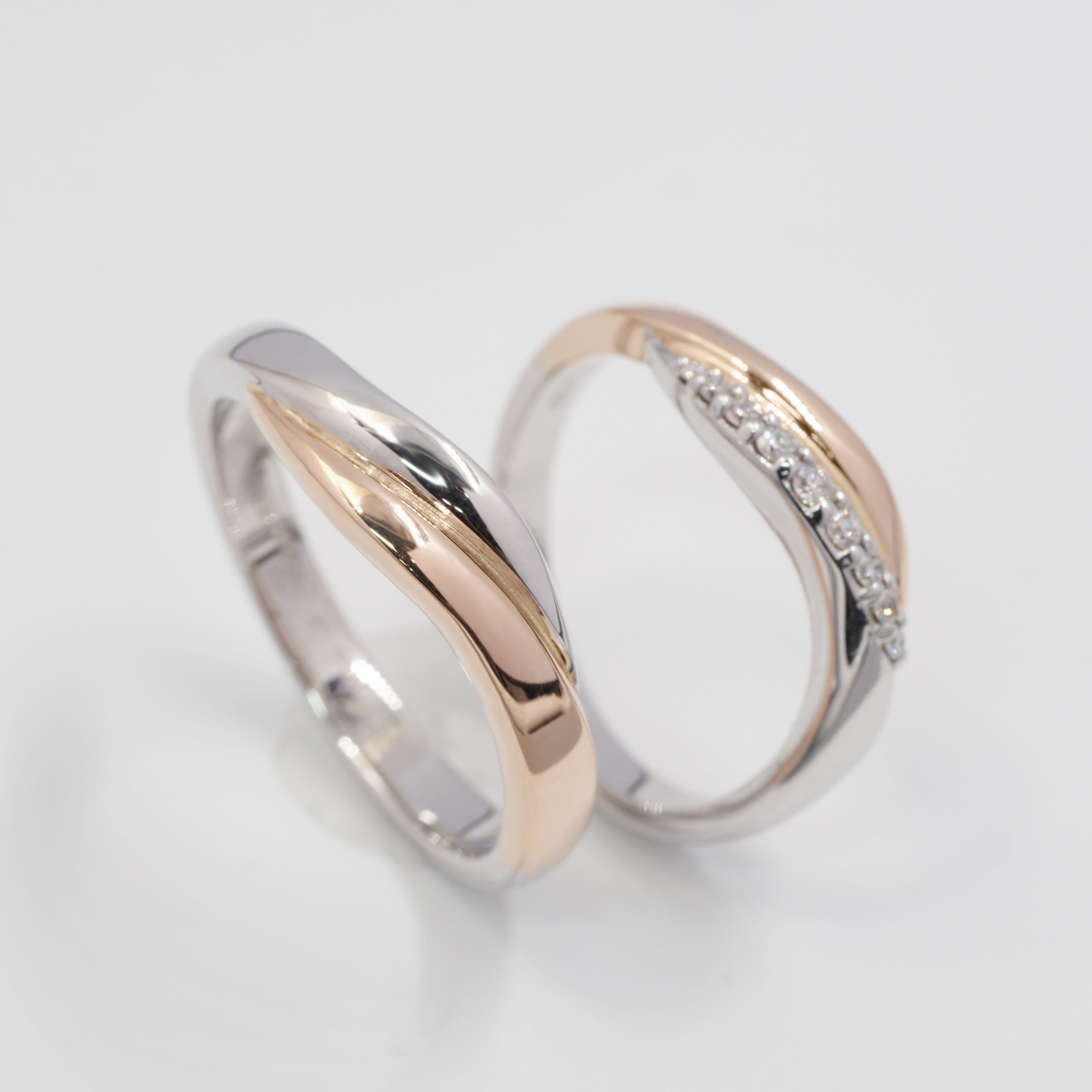 Wave Diamond Wedding Rings