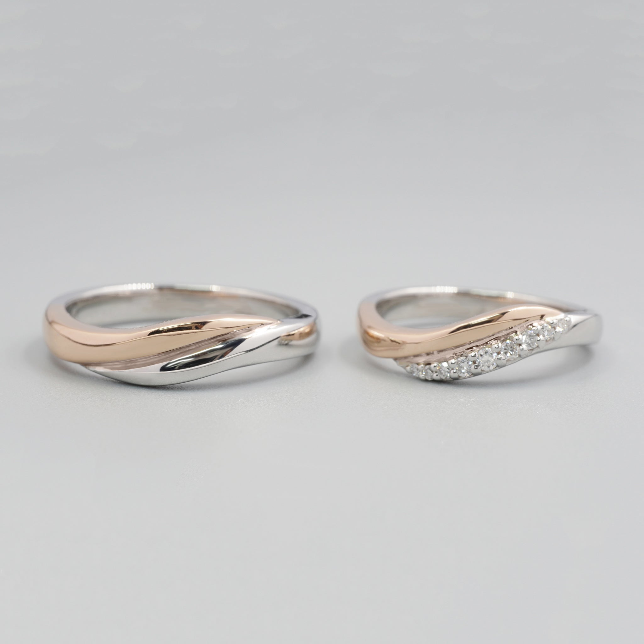 Wave Diamond Wedding Rings