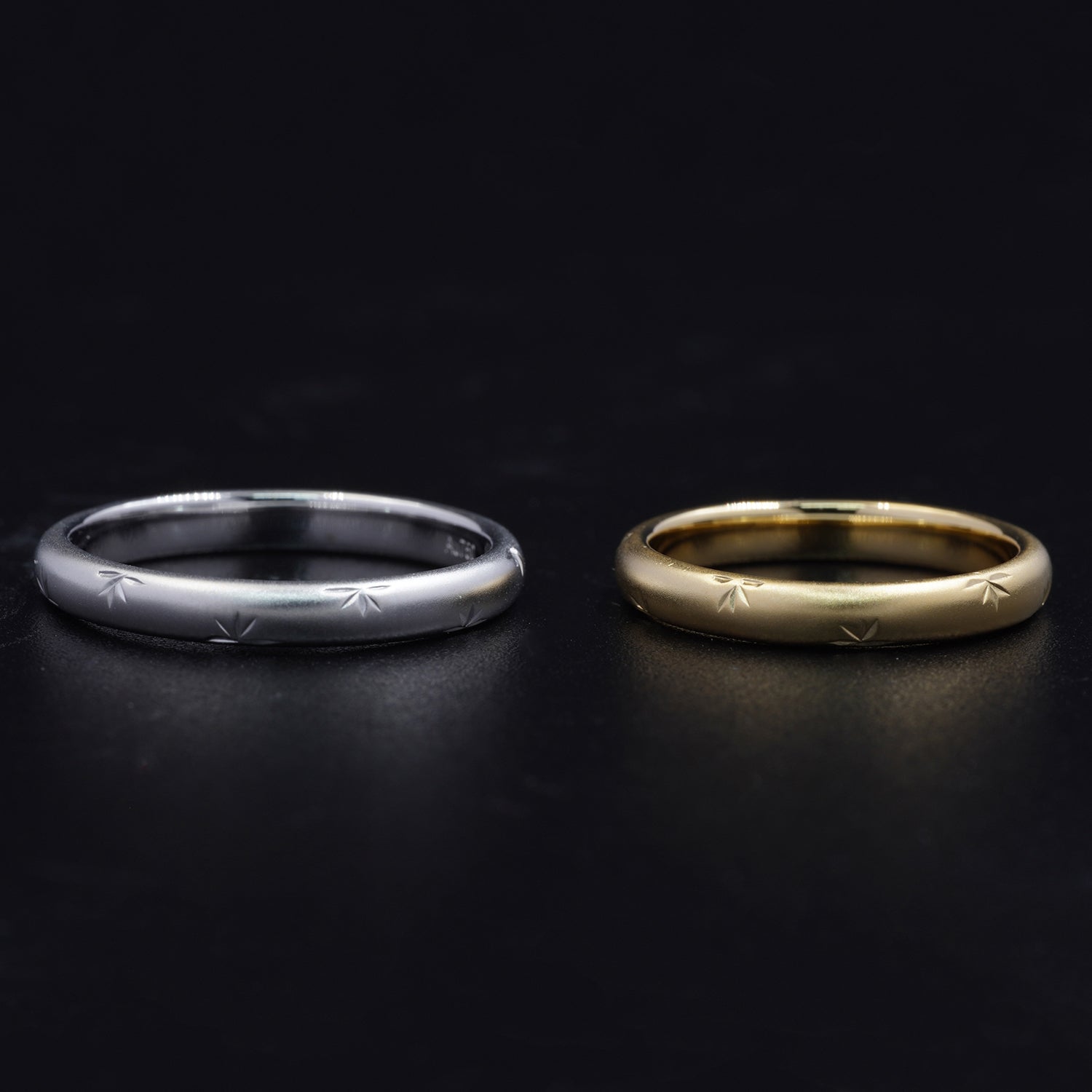 Leaf Engraved Wedding Rings