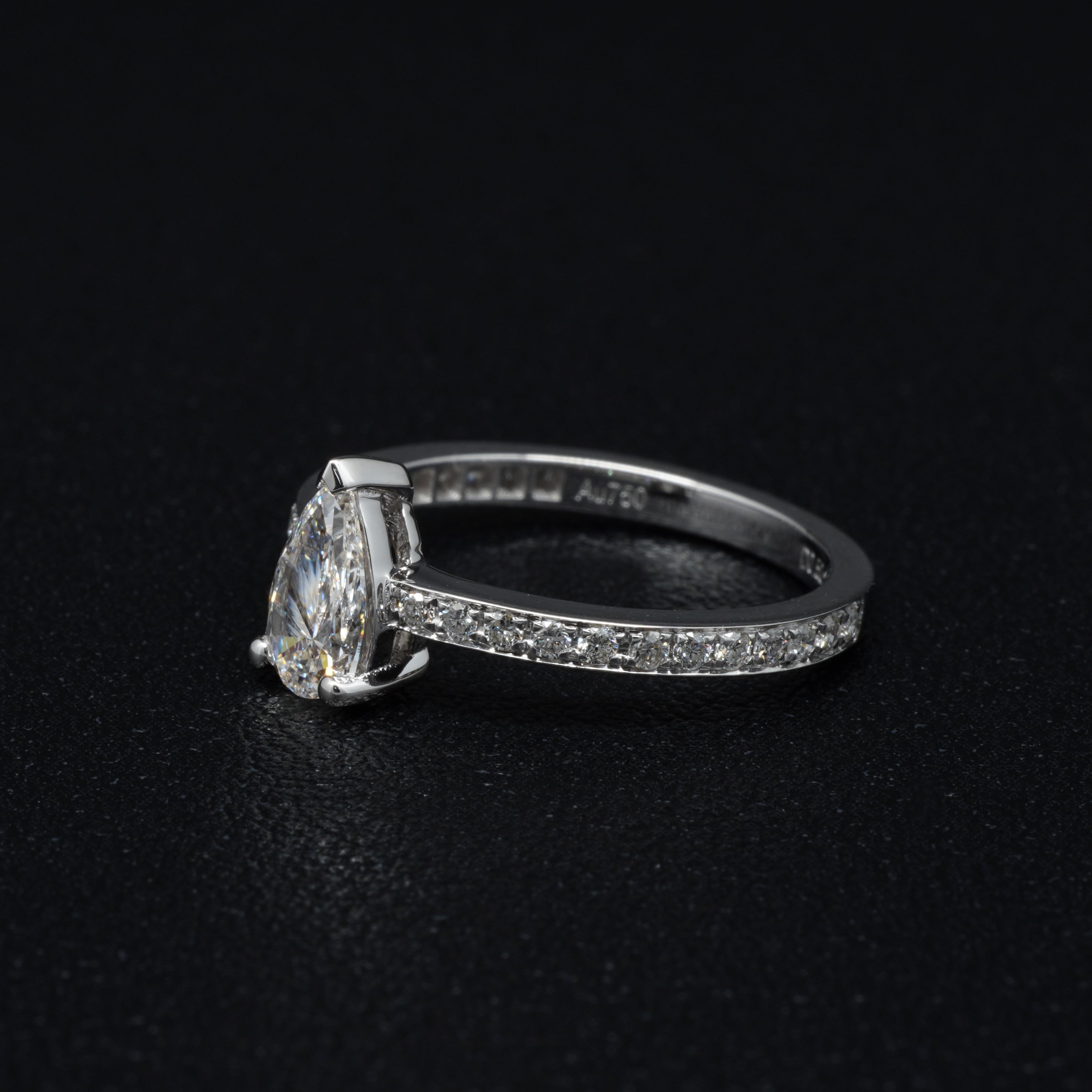 0.5CT Pear Pave Diamond Engagement Ring