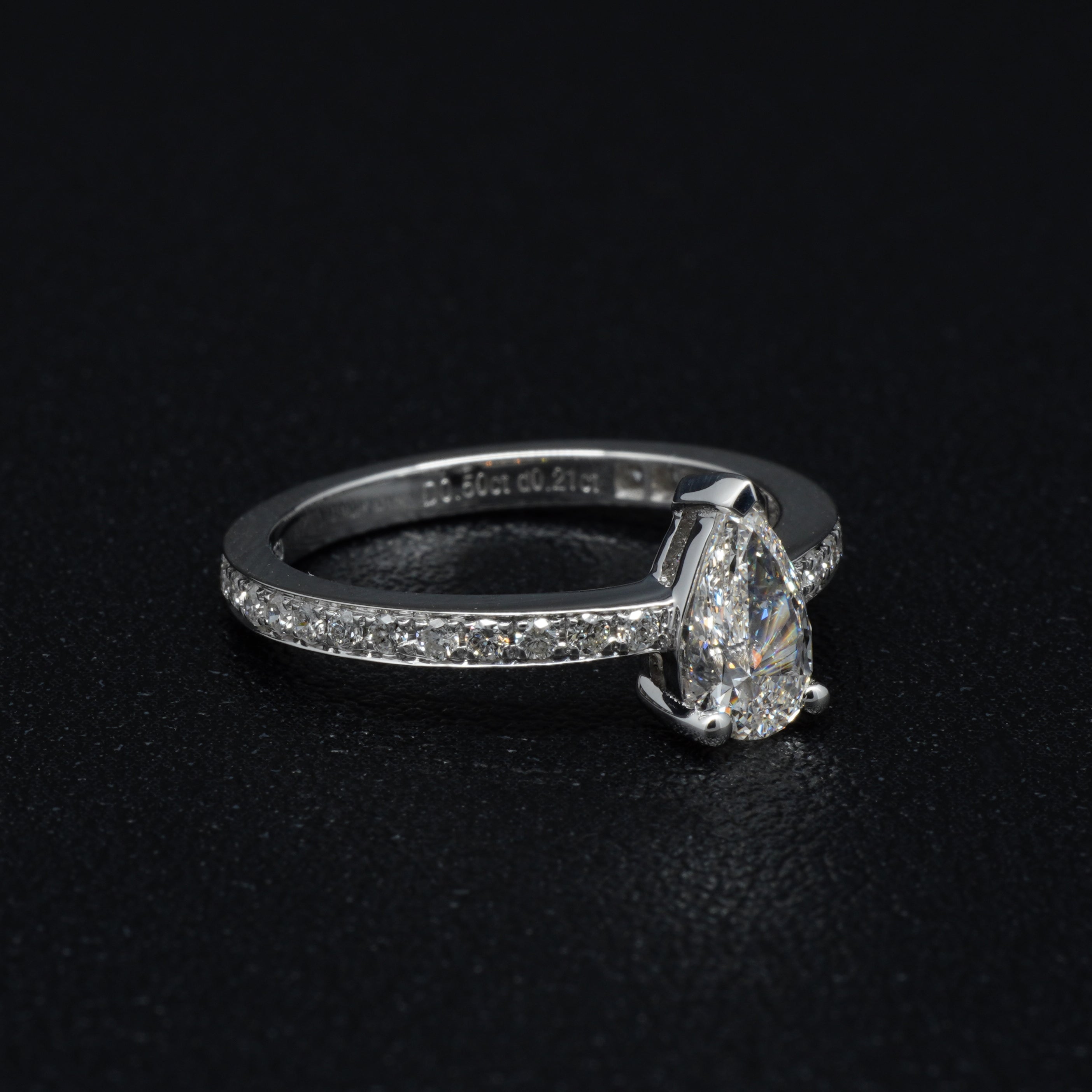 0.5CT Pear Pave Diamond Engagement Ring