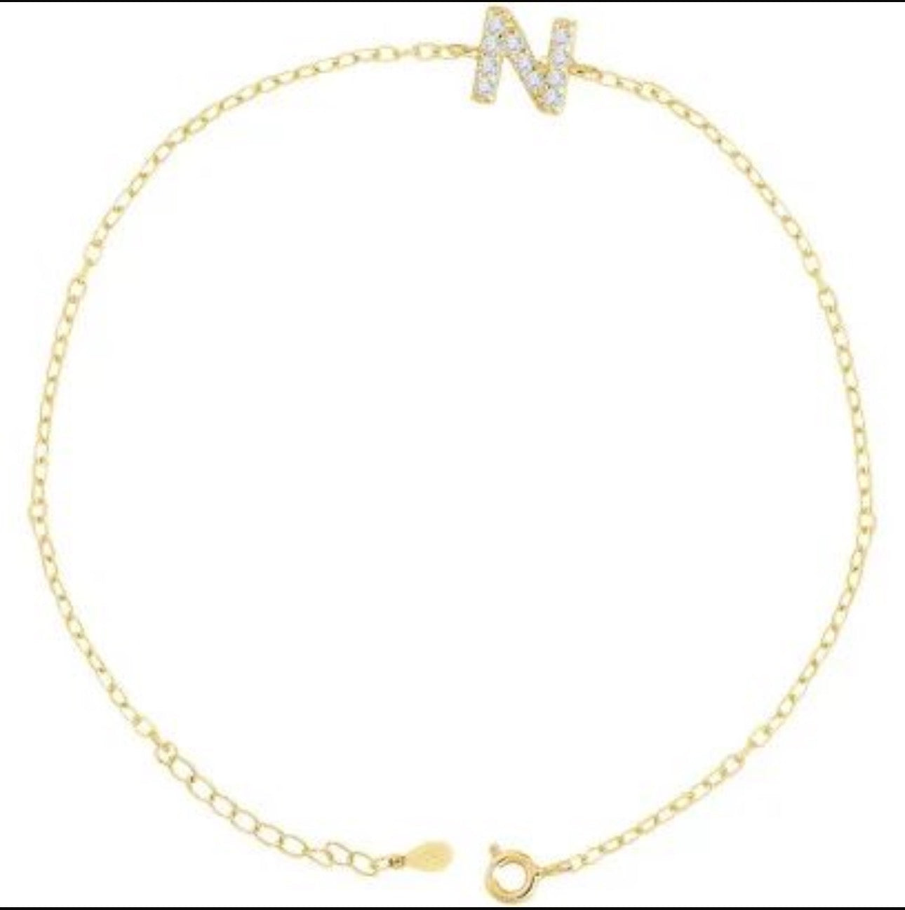 14K Letter N Bracelet