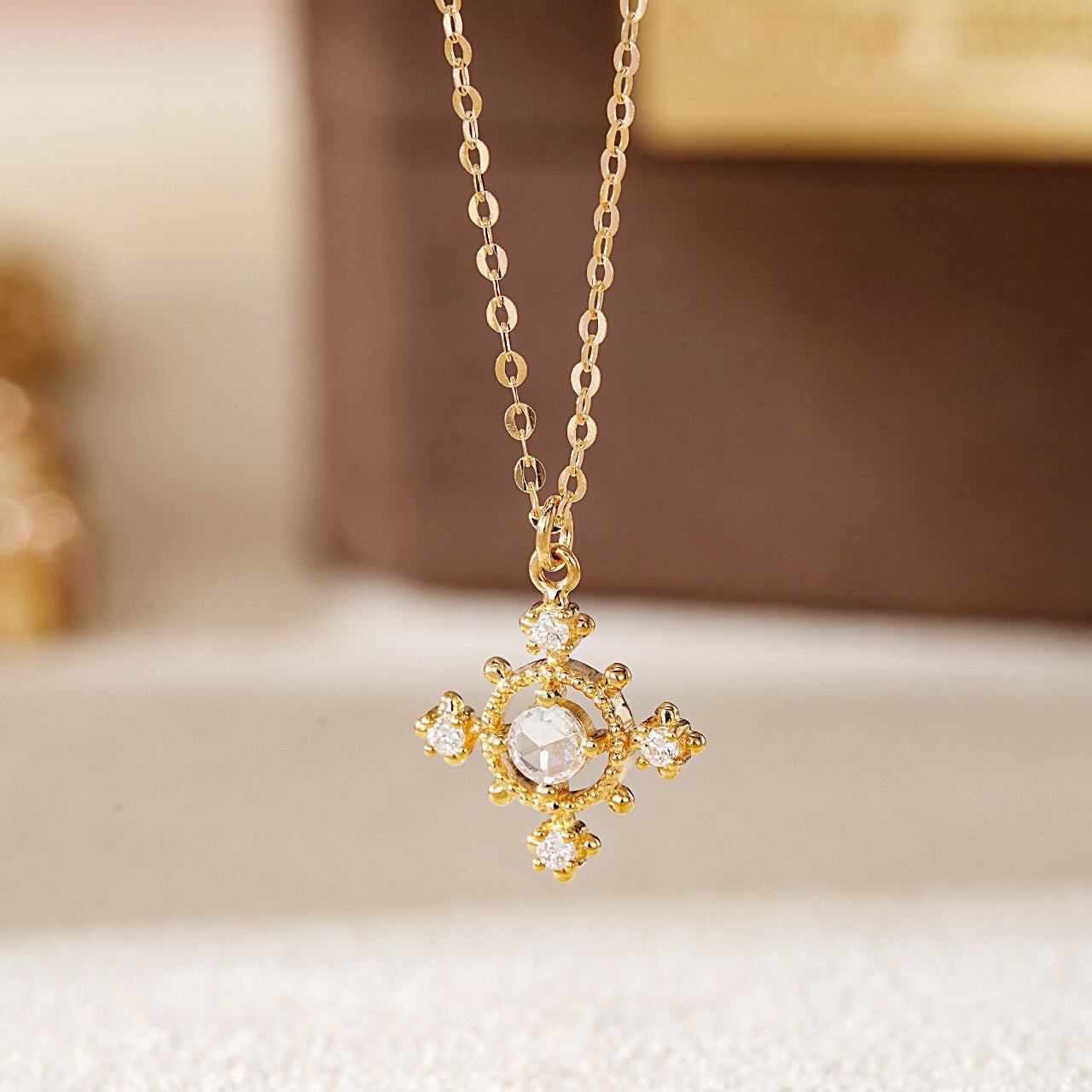 Vintage Snowflake Diamond Pendant